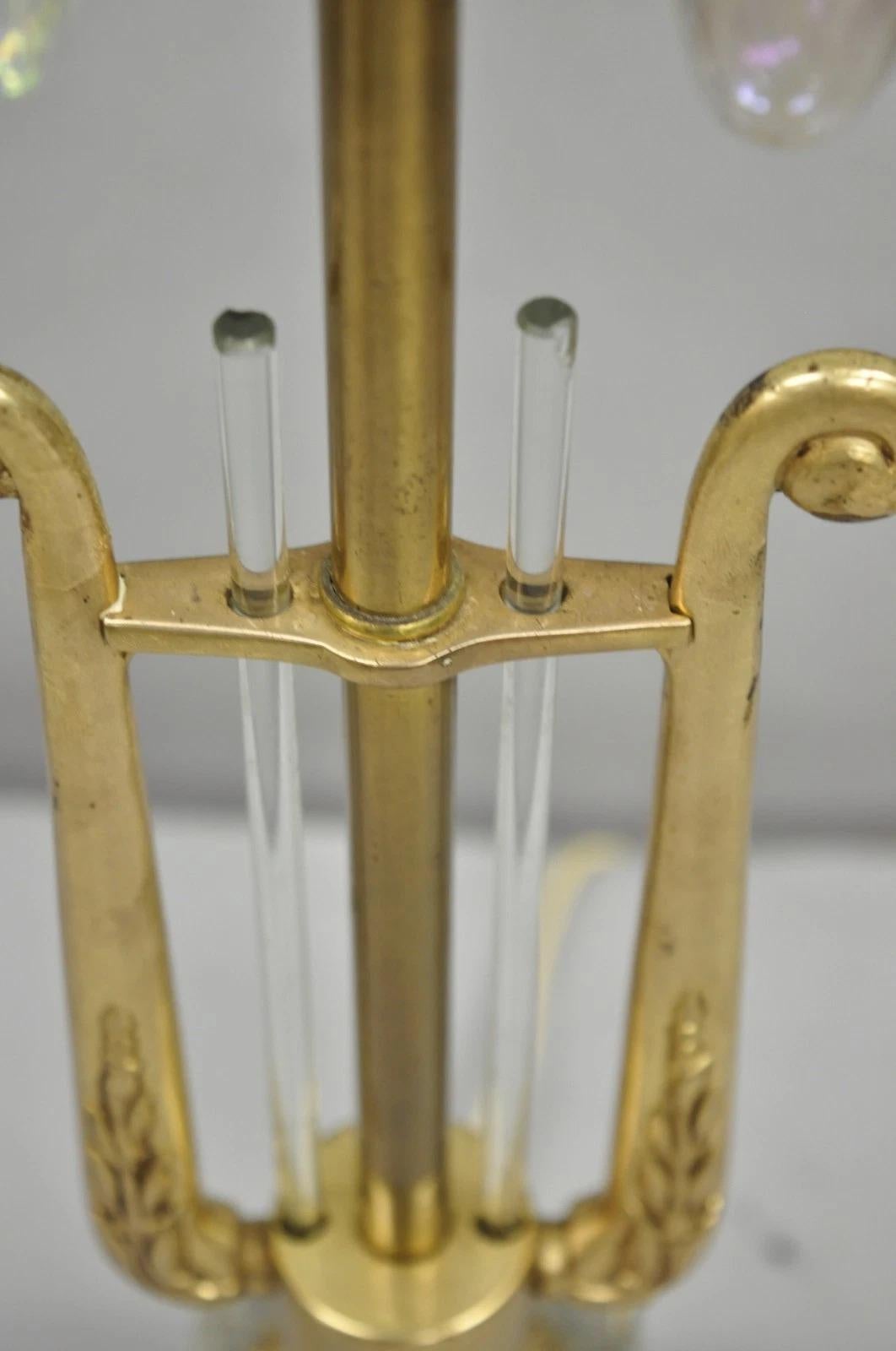 Antigua Lámpara de Sobremesa Imperio Francés de Latón y Cristal Arpa Lira Clásica Pequeña Desconocido en venta