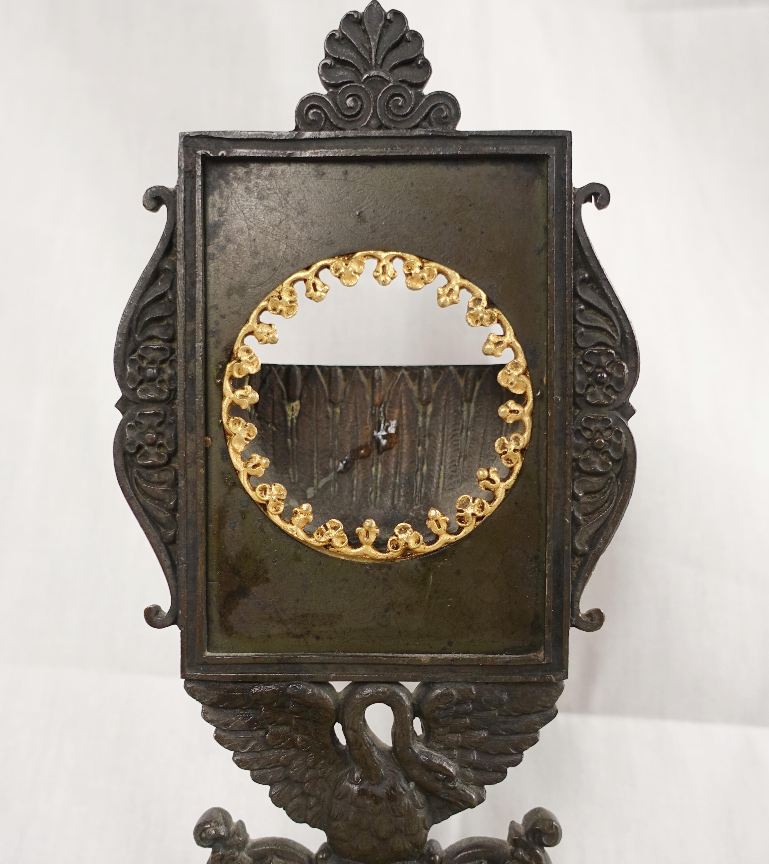 Bronze Antique French Empire bronze and marble watch holder - 19th century For Sale