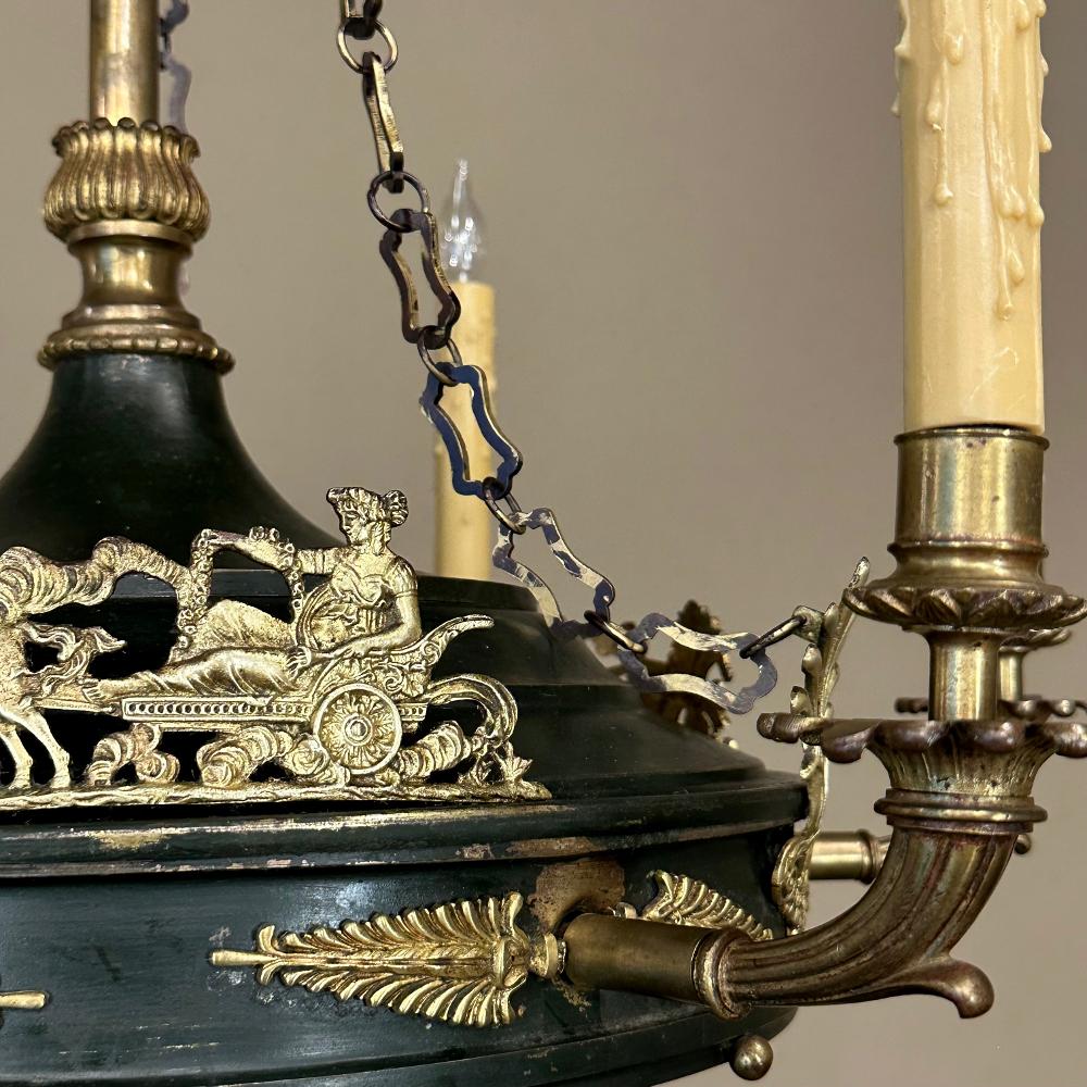 Antique French Empire Bronze & Brass Chandelier For Sale 9
