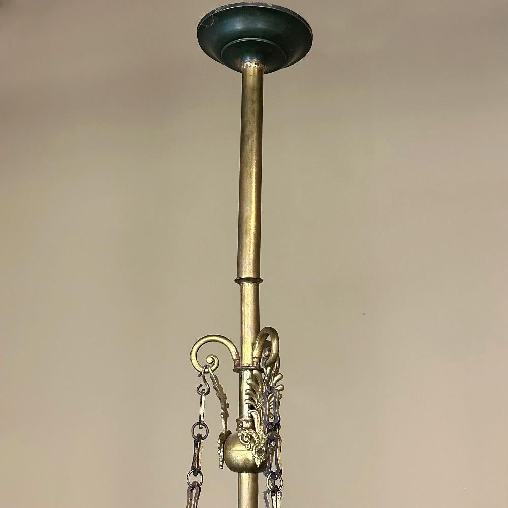 Antique French Empire Bronze & Brass Chandelier For Sale 1