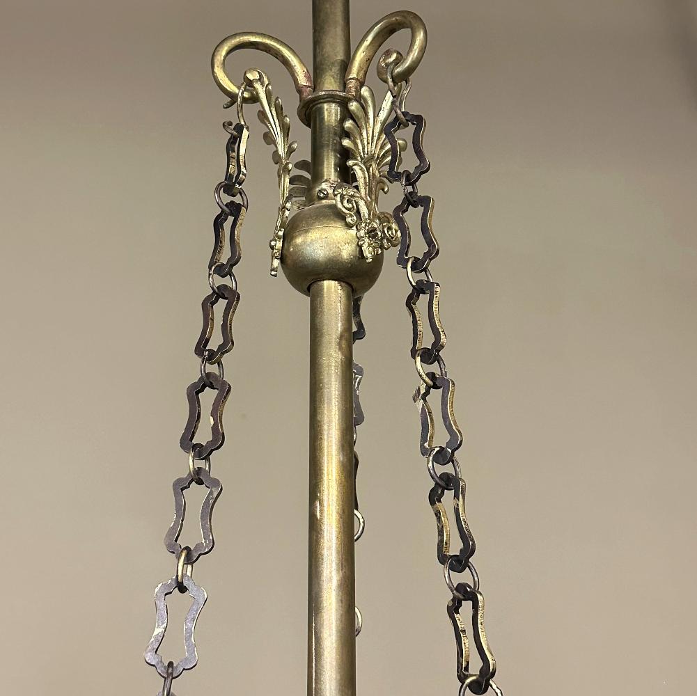 Antique French Empire Bronze & Brass Chandelier For Sale 2