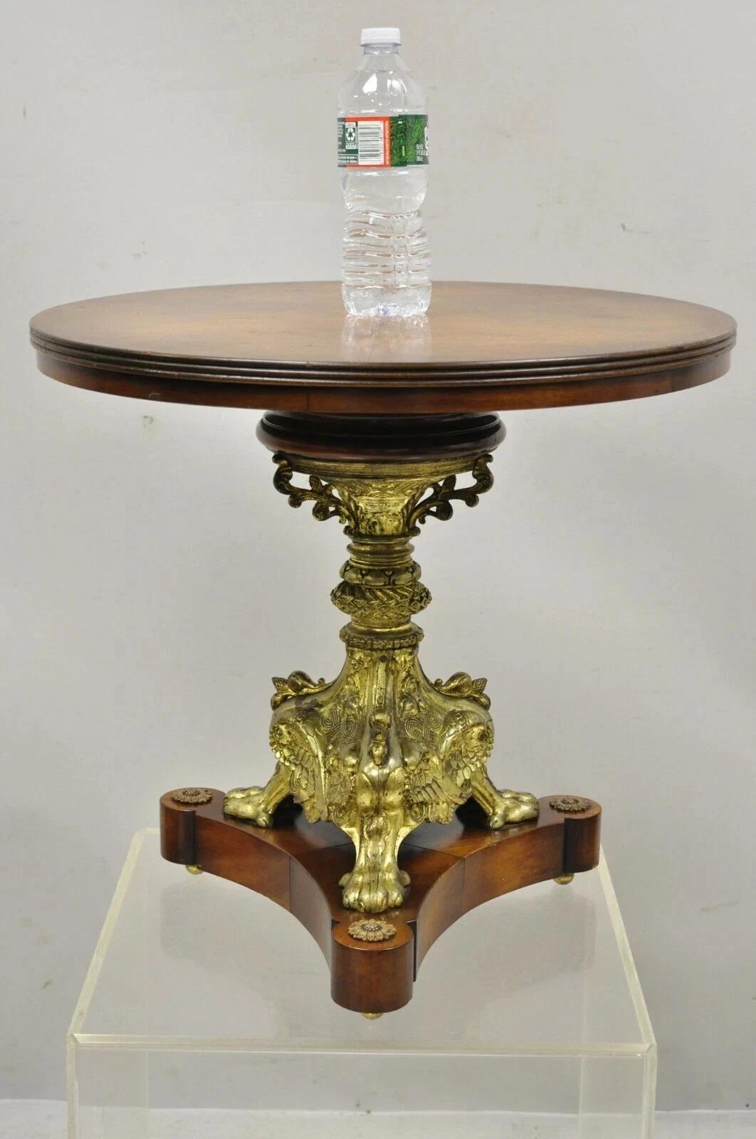 Antique French Empire Bronze Figural Swans Paw Foot Pedestal Base Low Side Table For Sale 5