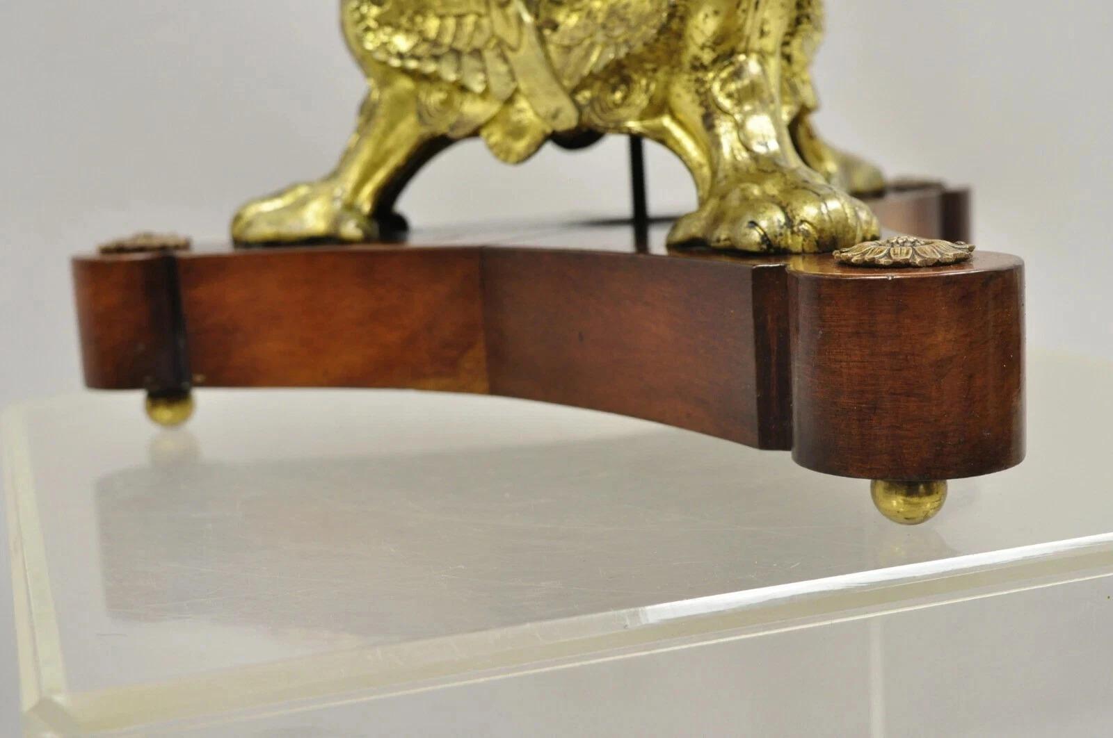 Antique French Empire Bronze Figural Swans Paw Foot Pedestal Base Low Side Table For Sale 6