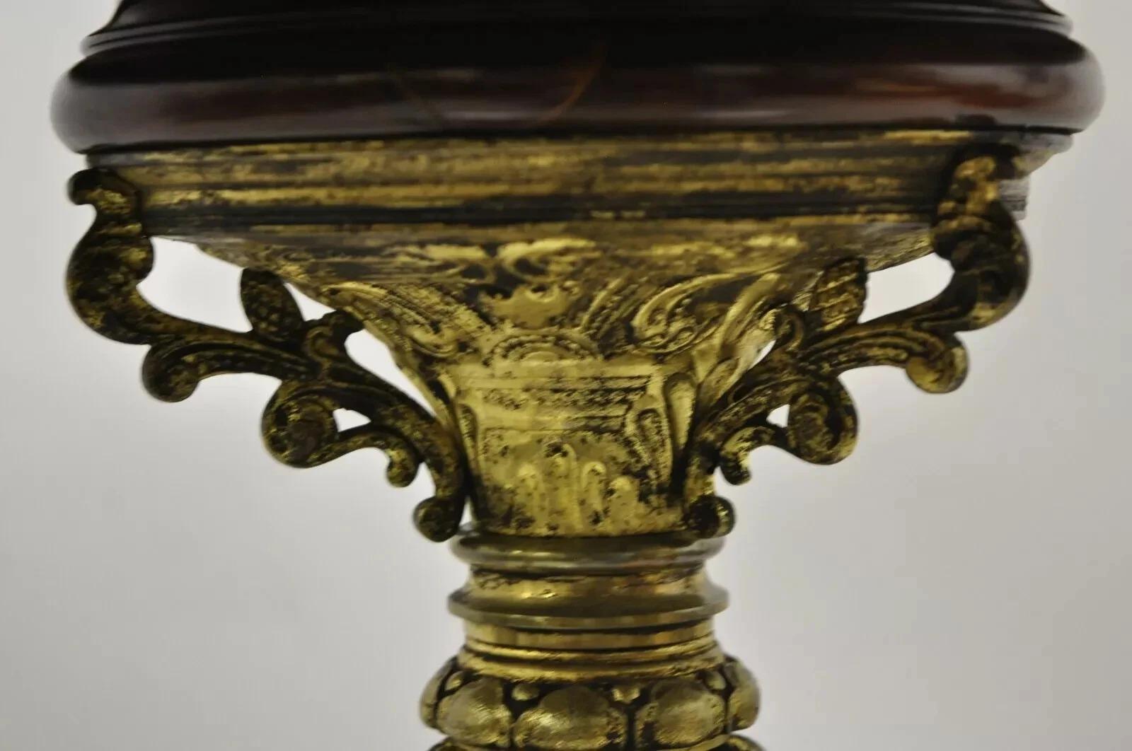 Antique French Empire Bronze Figural Swans Paw Foot Pedestal Base Low Side Table For Sale 1