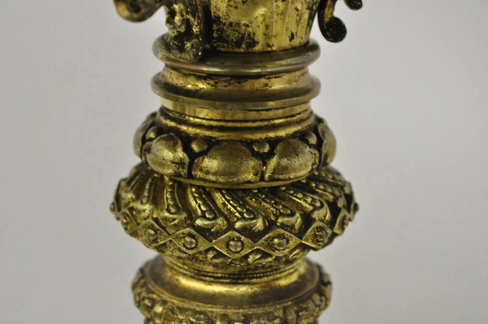 Antique French Empire Bronze Figural Swans Paw Foot Pedestal Base Low Side Table For Sale 4