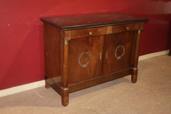 Antique French Empire Bronze Mounted Marble Top Commode Buffet