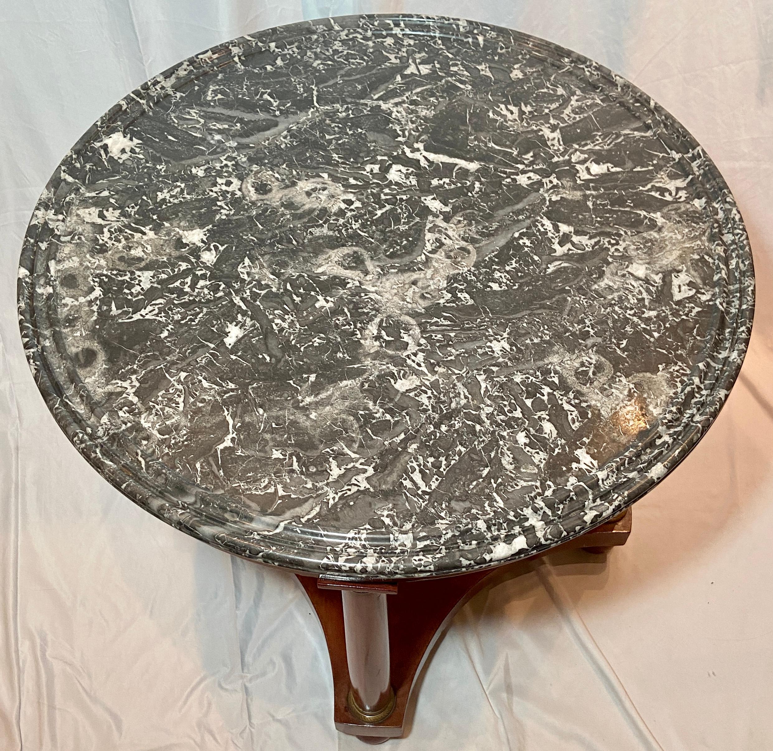 Antique French Empire Bronze Mounted Marble-Top Mahogany Center Table Circa 1880 In Good Condition For Sale In New Orleans, LA
