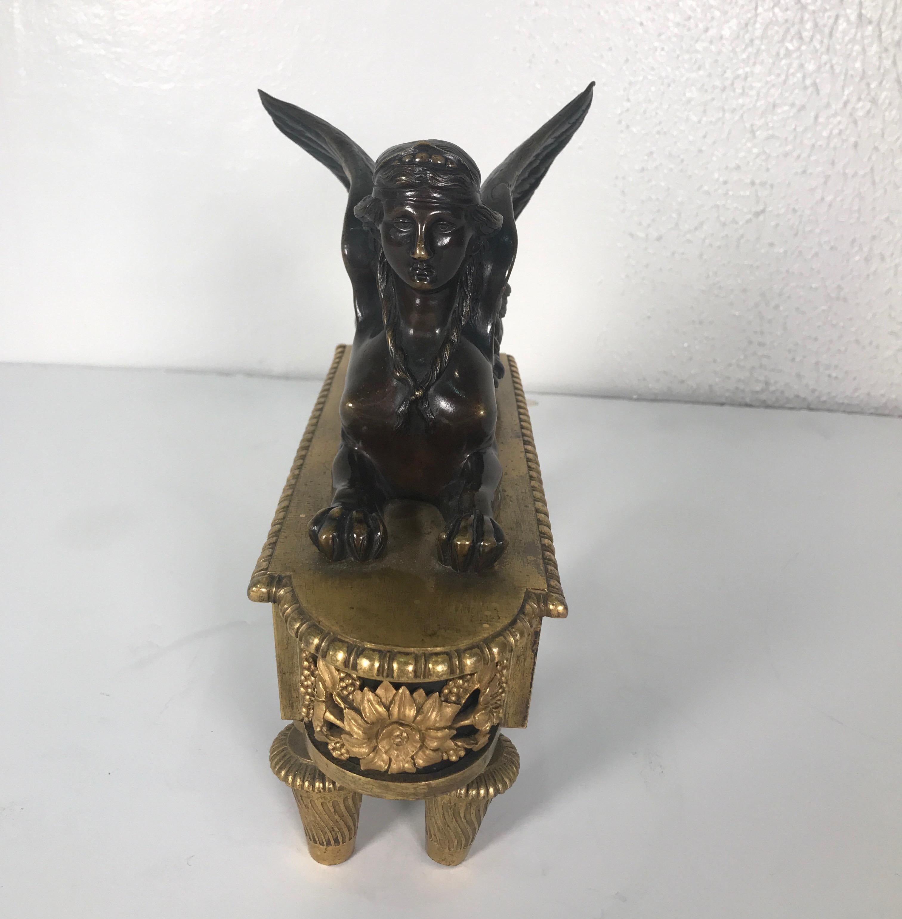 Antique French Empire Bronze Sphinx 3