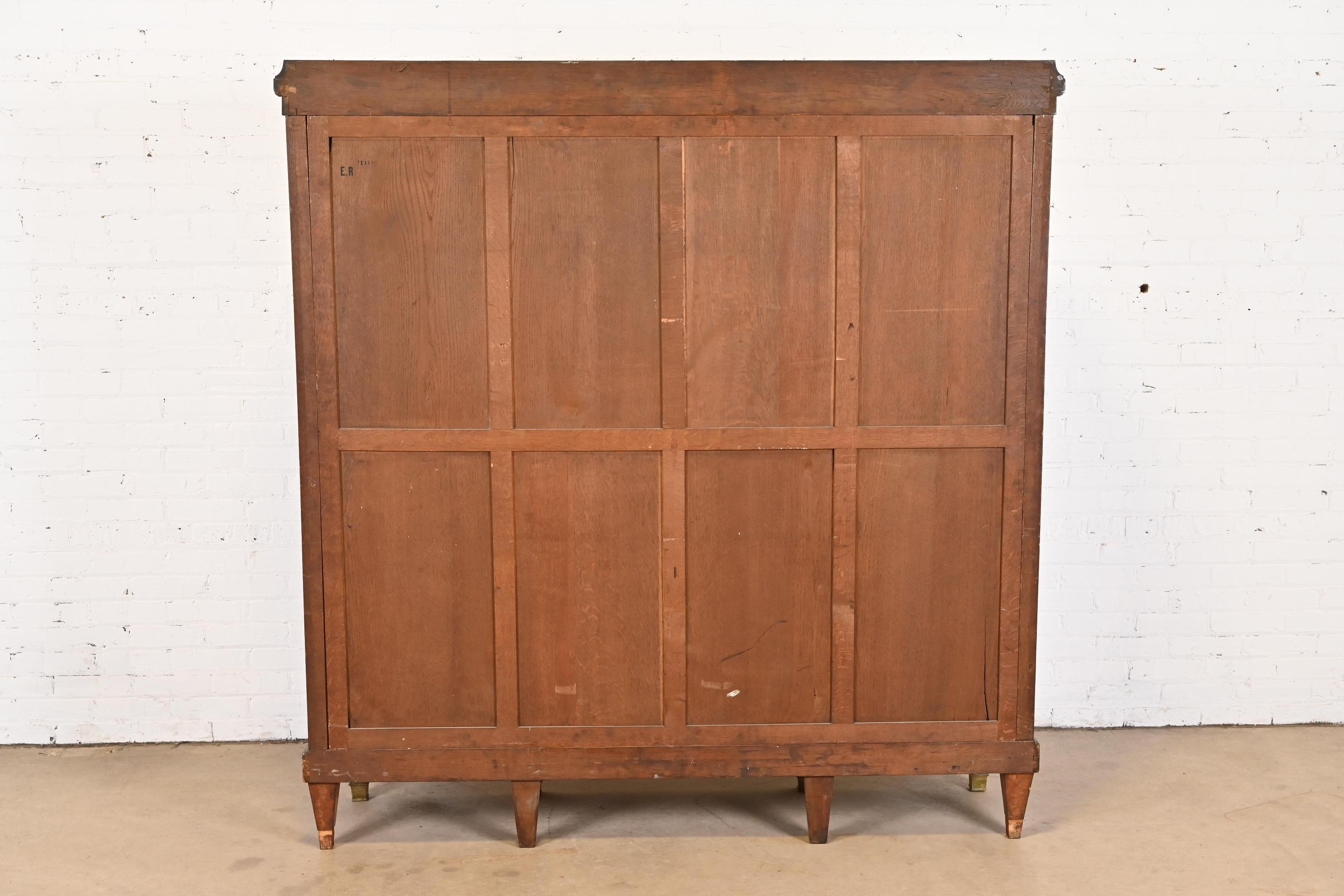 Antique French Empire Burl Wood Bibliotheque Bookcase Cabinet, Circa 1880s For Sale 9