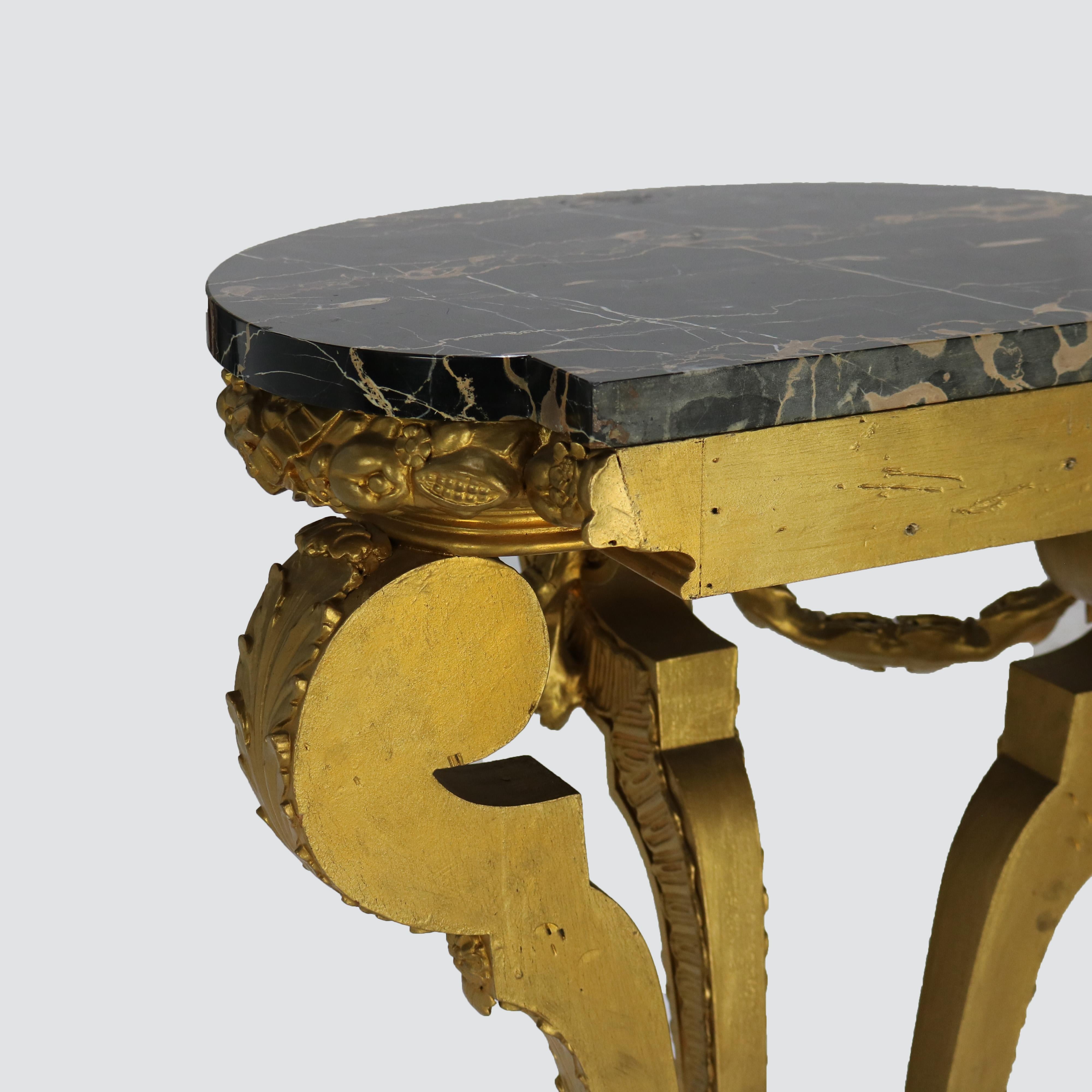 Antique French Empire Carved Giltwood & Black Marble Display Pedestal C1890 6