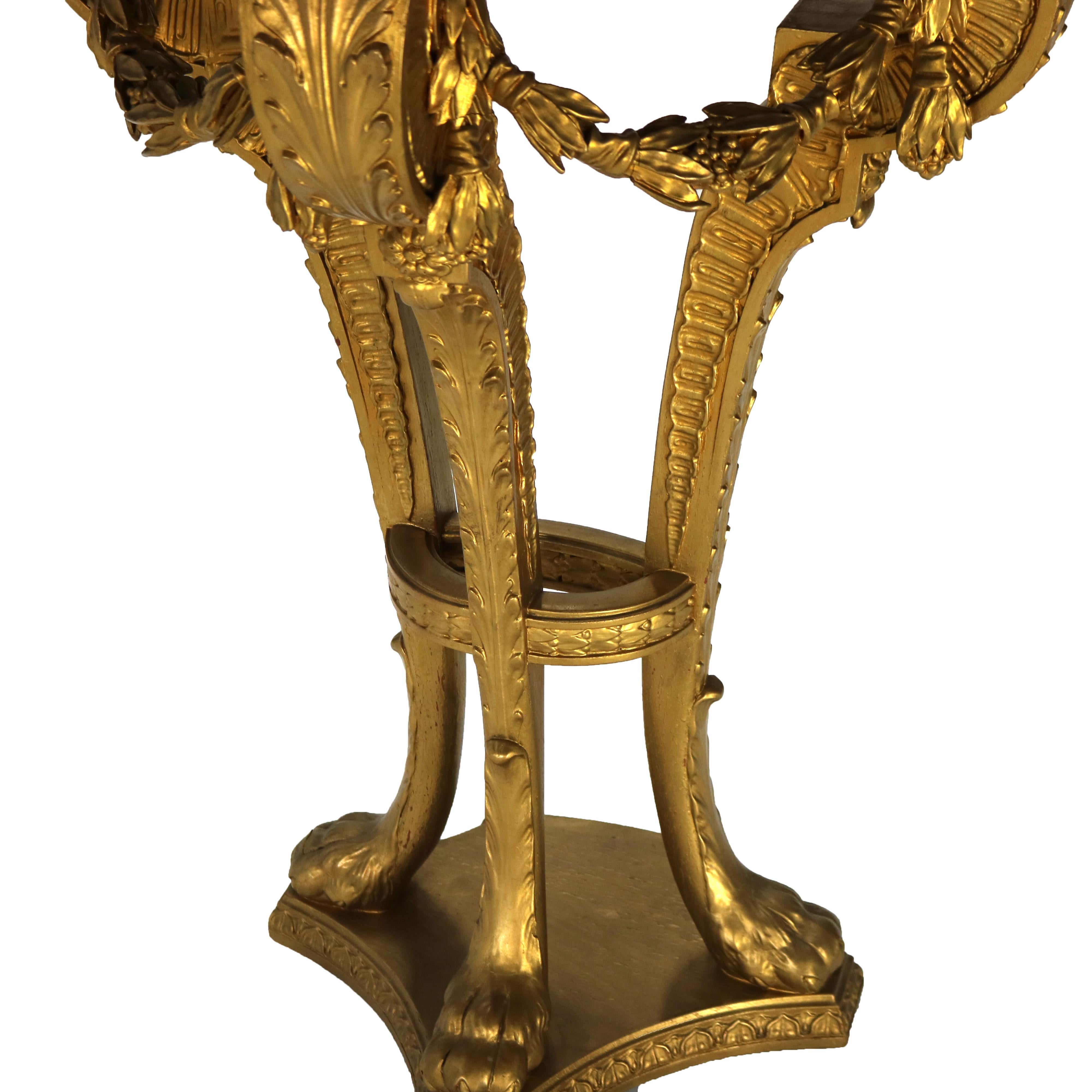 Antique French Empire Carved Giltwood & Black Marble Display Pedestal C1890 1