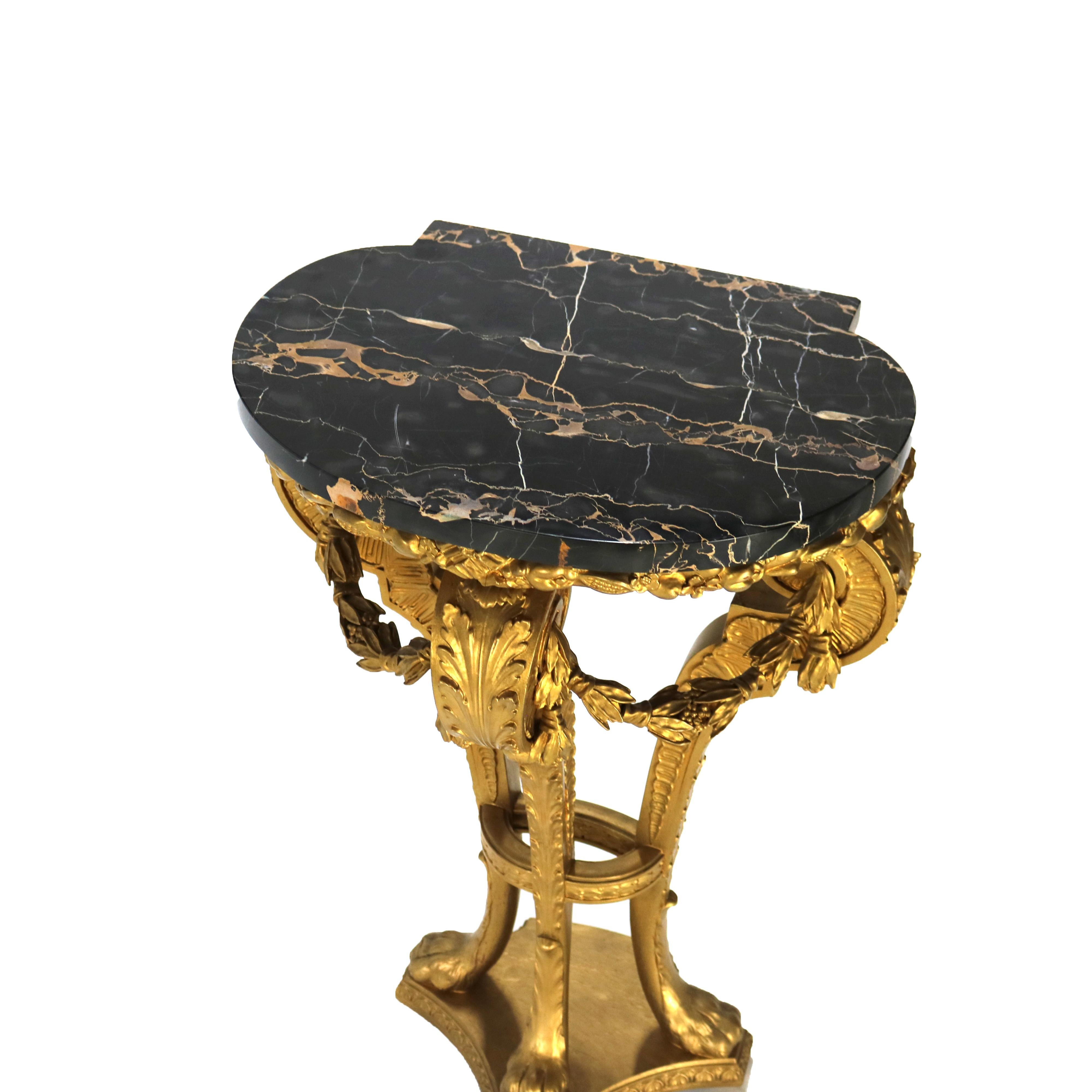 Antique French Empire Carved Giltwood & Black Marble Display Pedestal C1890 3