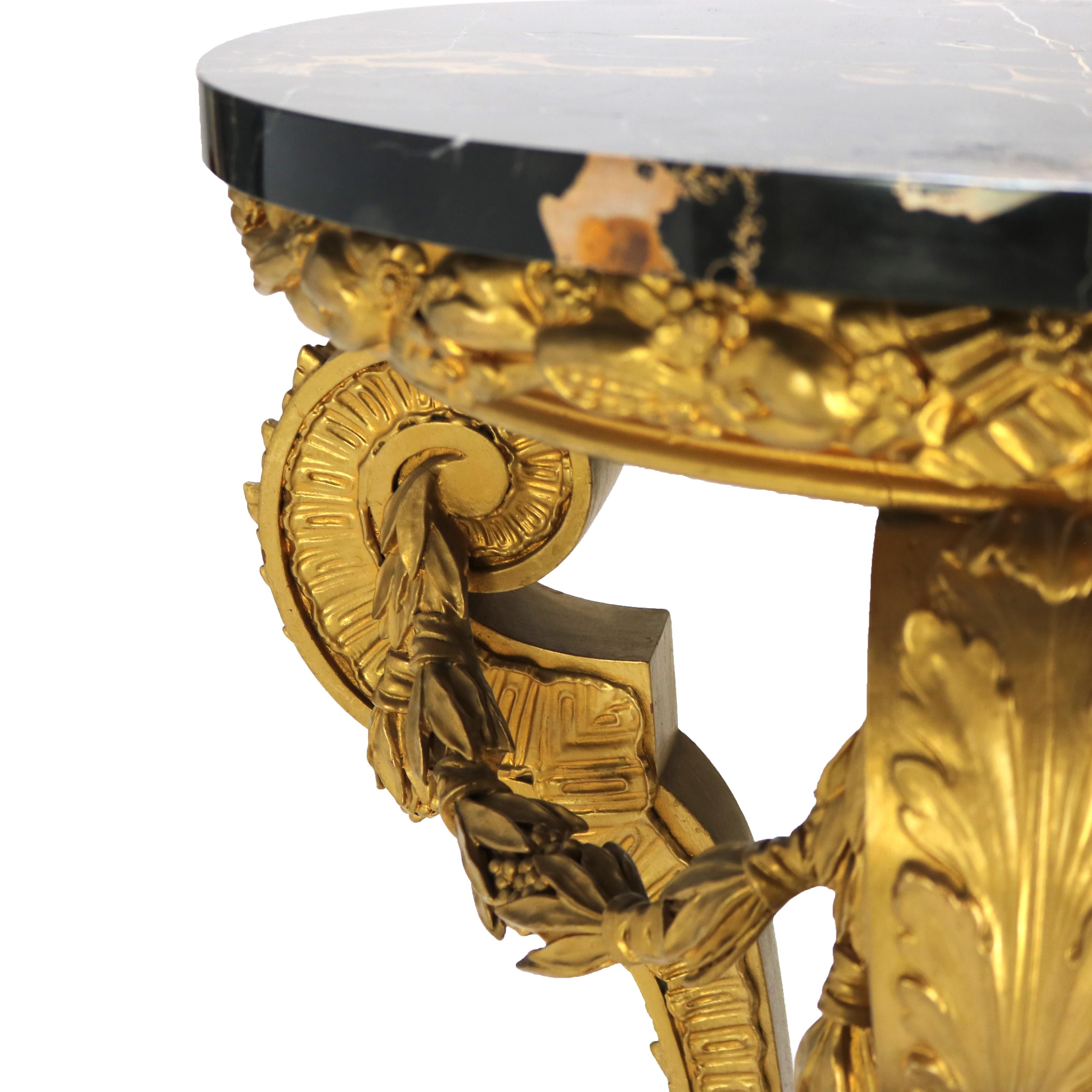 Antique French Empire Carved Giltwood & Black Marble Display Pedestal C1890 4
