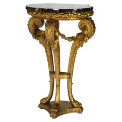 Antique French Empire Carved Giltwood & Black Marble Display Pedestal C1890