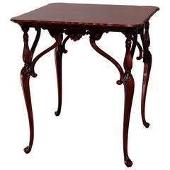 Antique French Empire Carved Mahogany Lamp Table, 19th Century