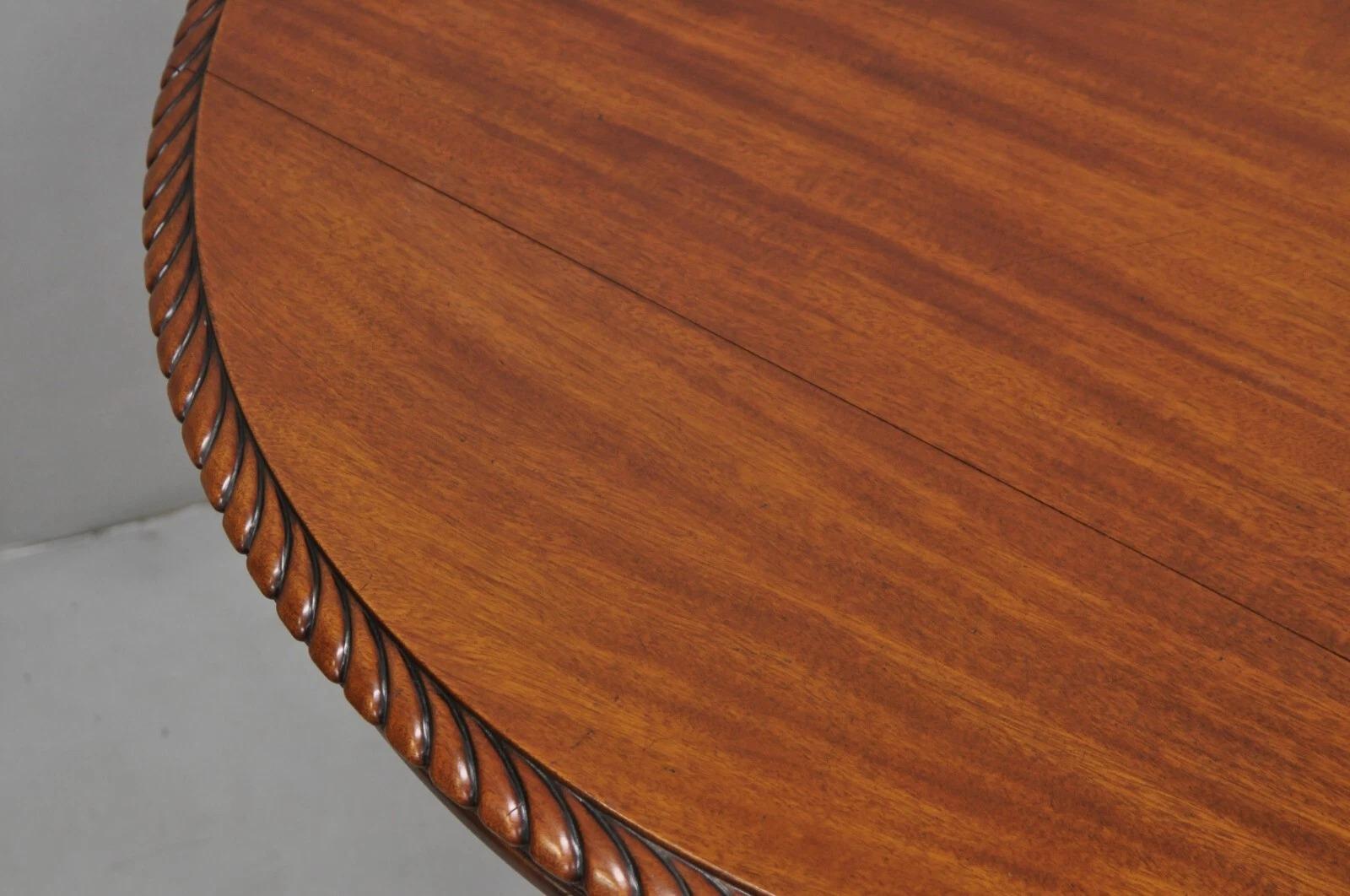Antique French Empire Carved Mahogany Paw Foot Pedestal Base Round Center Table For Sale 5