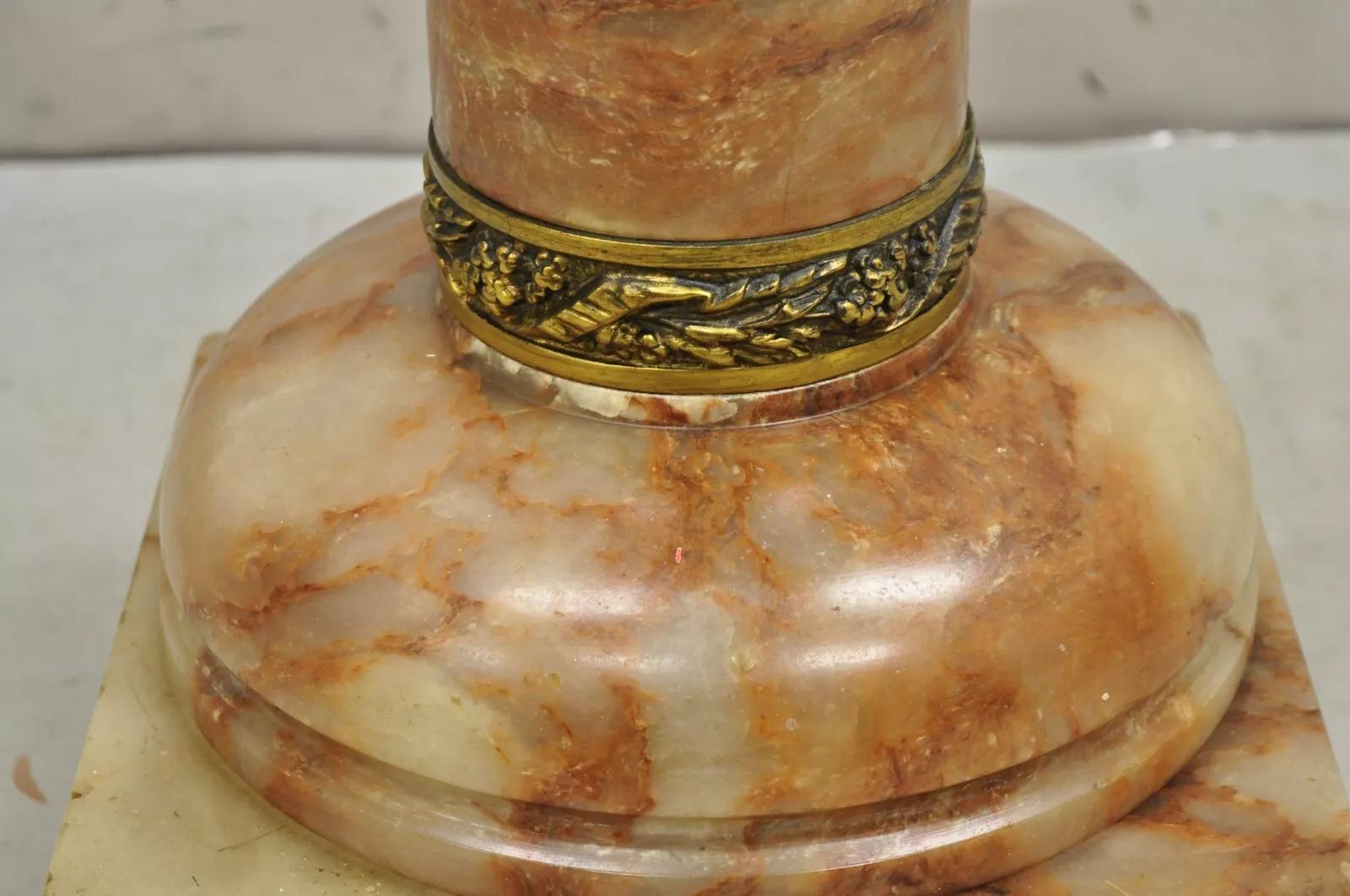 Antike Französisch Empire geschnitzt Onyx und Bronze montiert Brown Column Pedestal 6