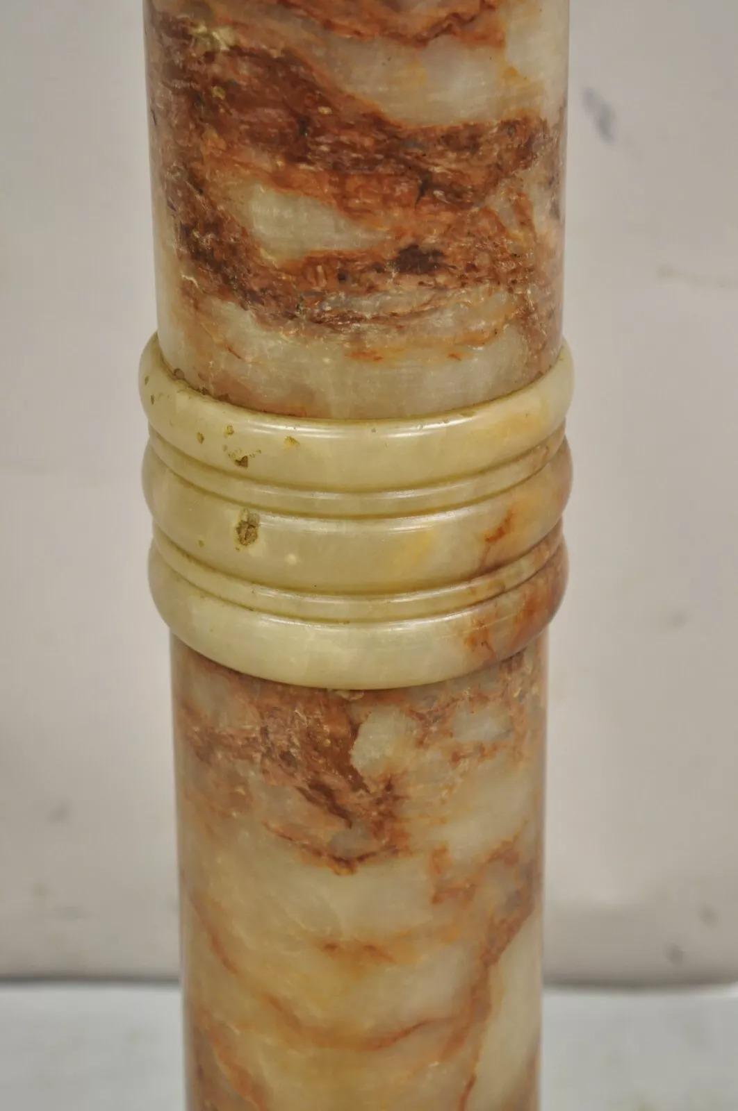 Antike Französisch Empire geschnitzt Onyx und Bronze montiert Brown Column Pedestal (20. Jahrhundert)