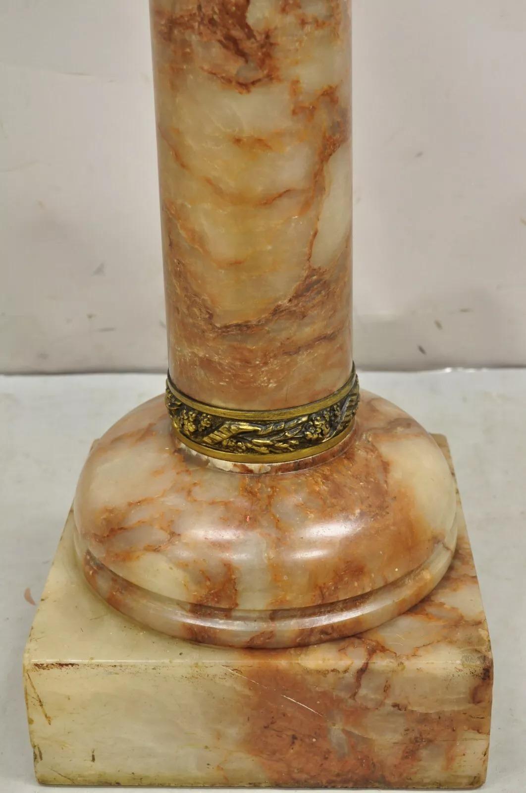 Antike Französisch Empire geschnitzt Onyx und Bronze montiert Brown Column Pedestal 1