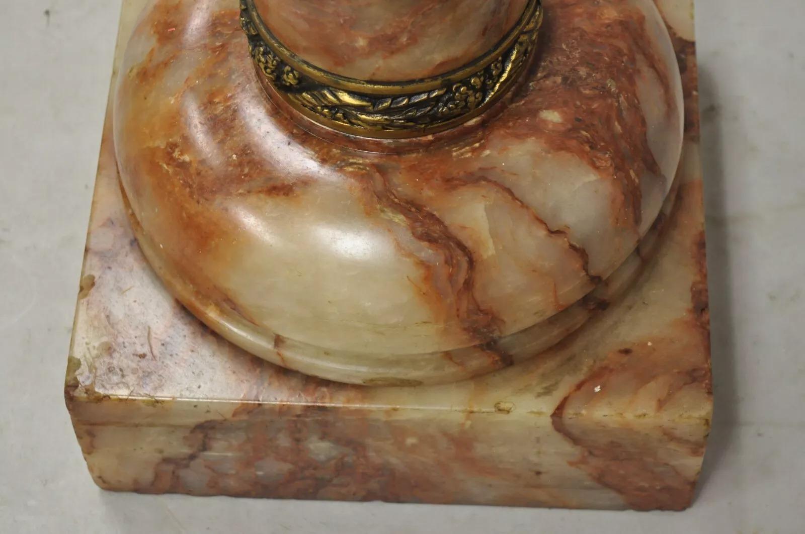 Antike Französisch Empire geschnitzt Onyx und Bronze montiert Brown Column Pedestal 3