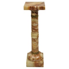 Antike Französisch Empire geschnitzt Onyx und Bronze montiert Brown Column Pedestal