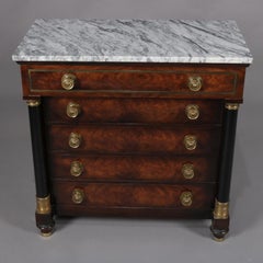 Antique French Empire C.H. Lannuier School Figured Mahogany and Bronze Chest