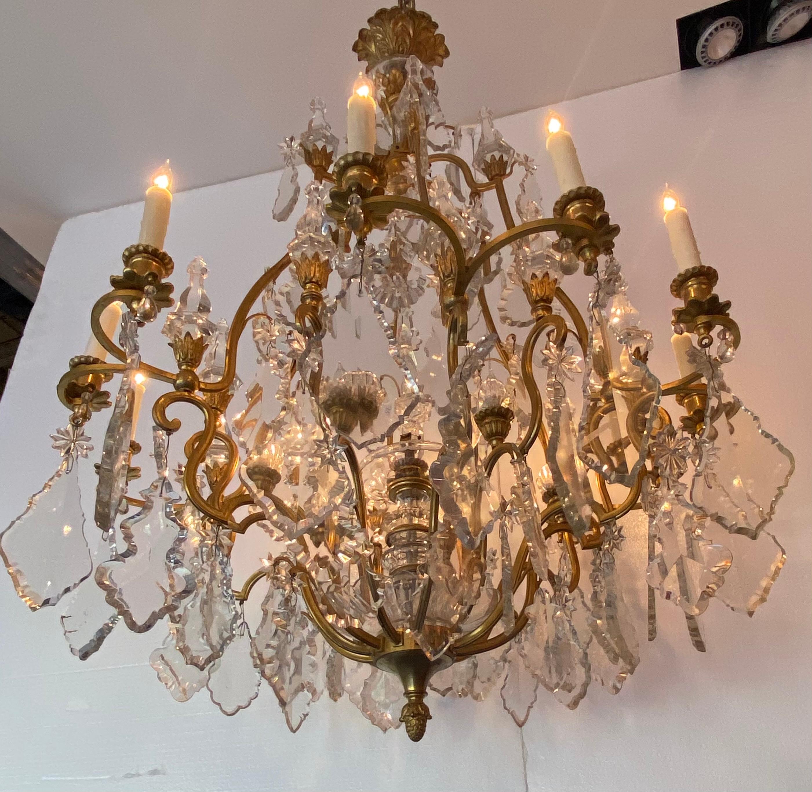 19th century French Empire crystal chandelier. 18 light with 18 4