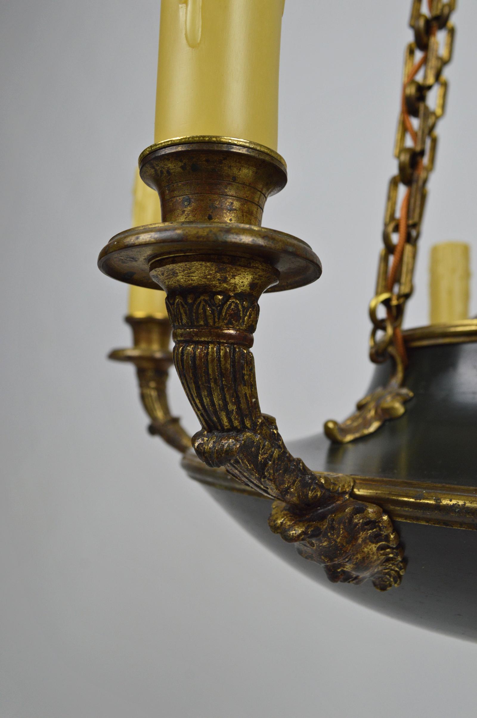 Antique French Empire Chandelier in Patinated Bronze, 19th Century For Sale 9