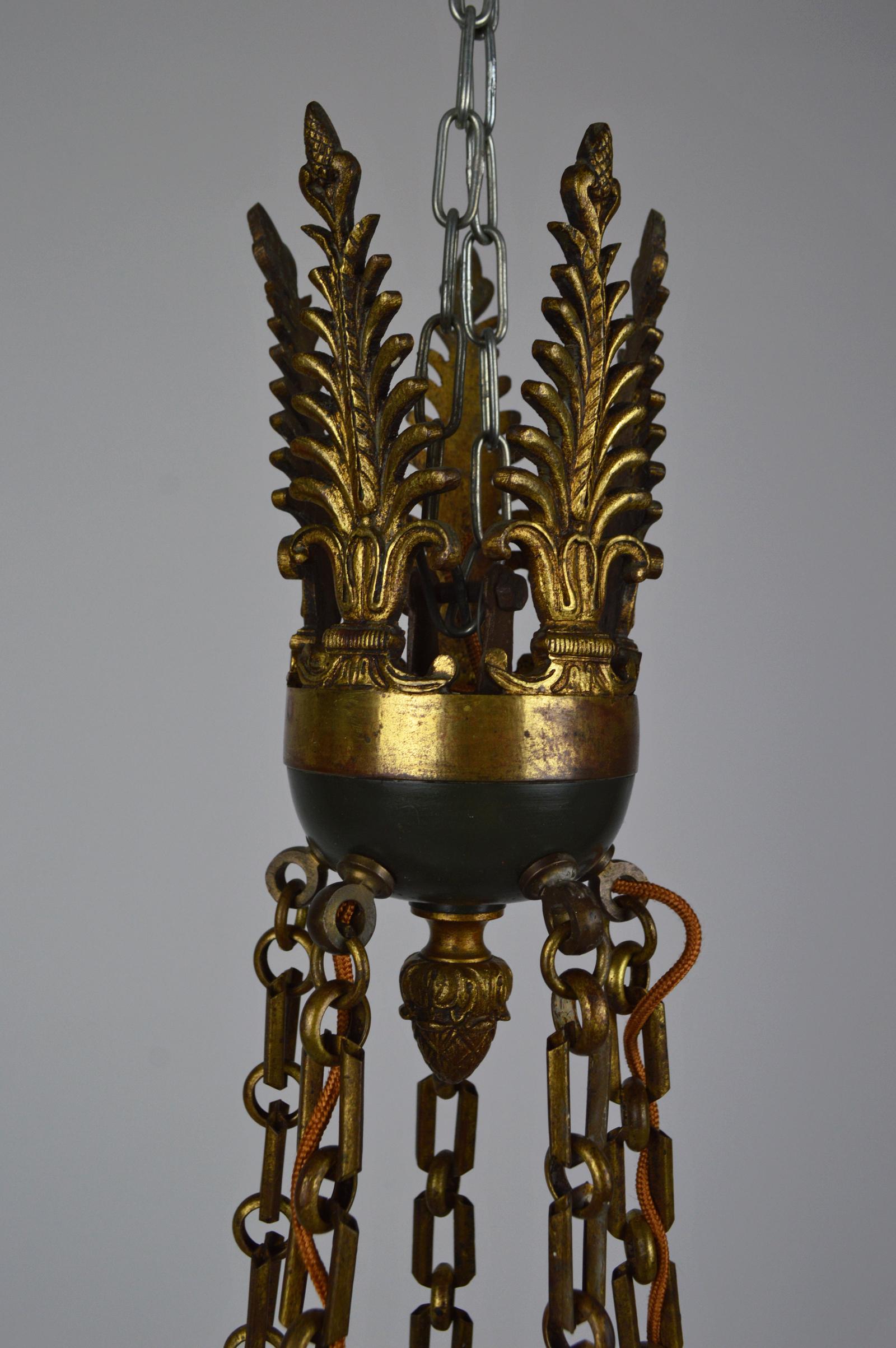 Antique French Empire Chandelier in Patinated Bronze, 19th Century For Sale 15