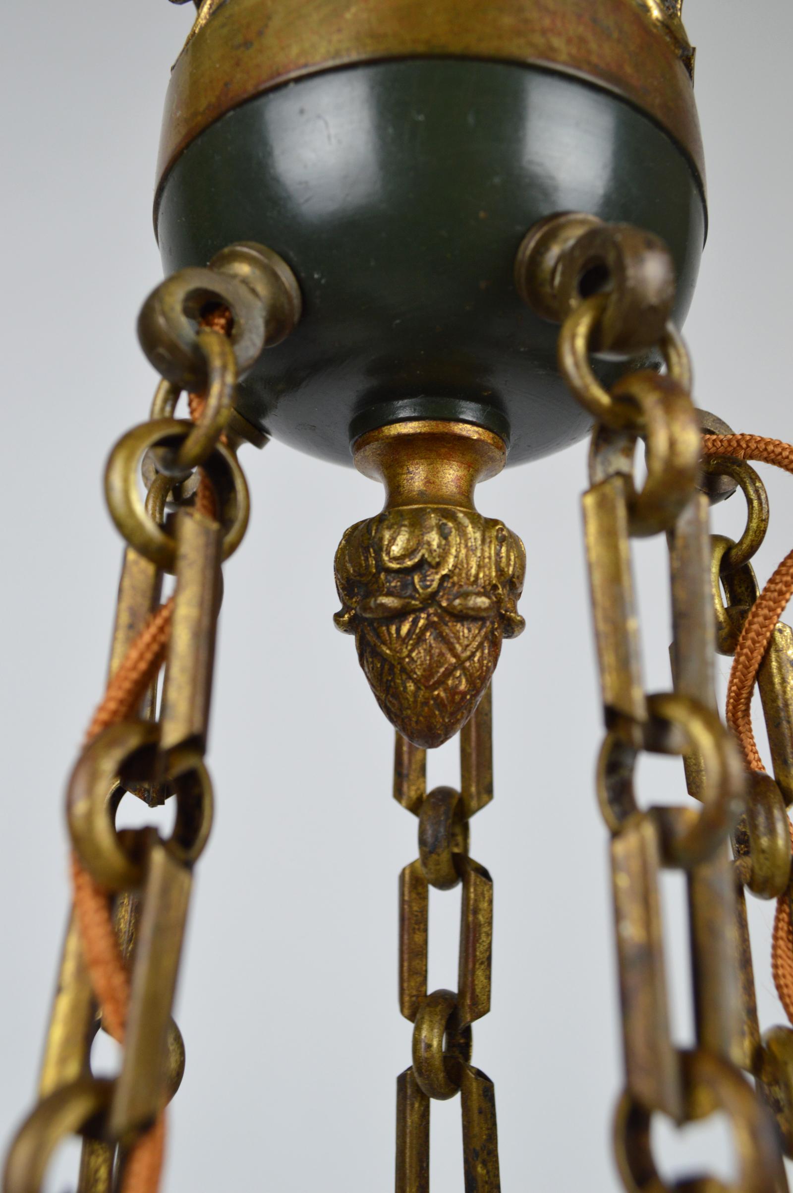 Antique French Empire Chandelier in Patinated Bronze, 19th Century For Sale 16