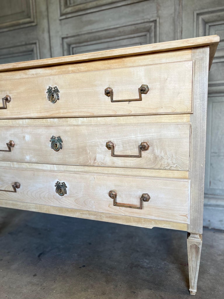 Antique French Empire Chest in Bleached Oak For Sale at 1stDibs