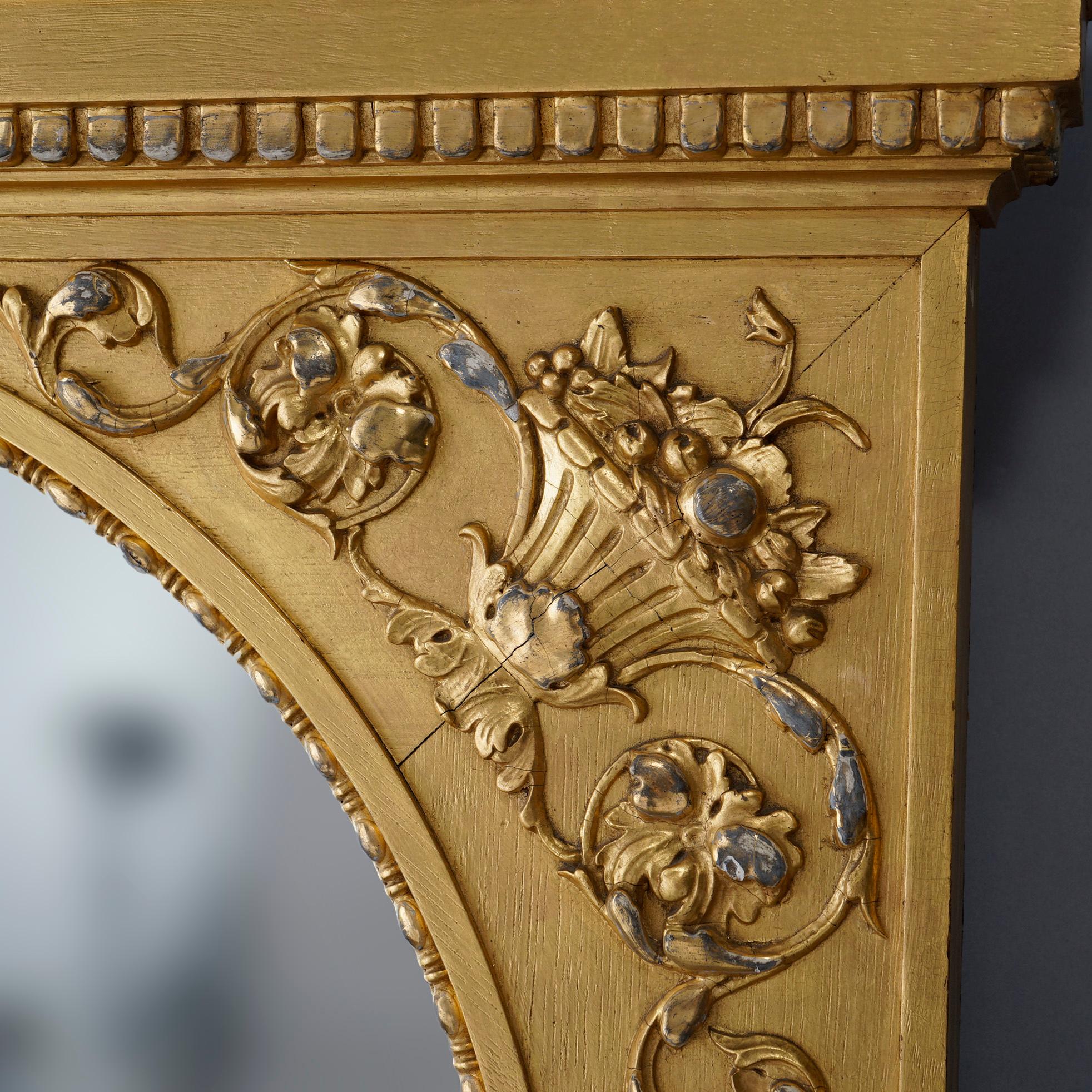 Antique French Empire Classical Greco Style Giltwood Wall Mirror 19th C In Good Condition For Sale In Big Flats, NY