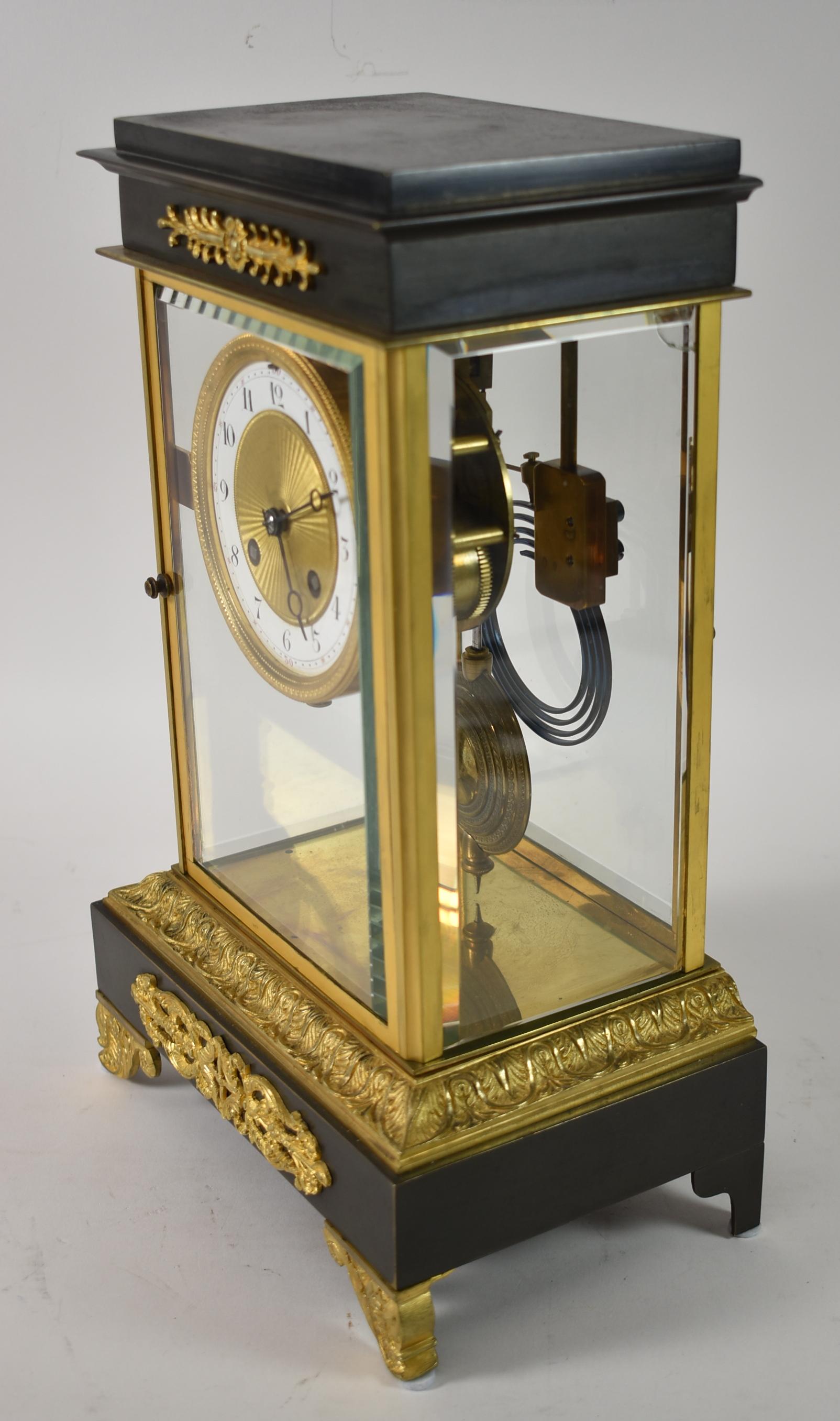 Antique French Empire Crystal Regulator Clock In Good Condition For Sale In Toledo, OH