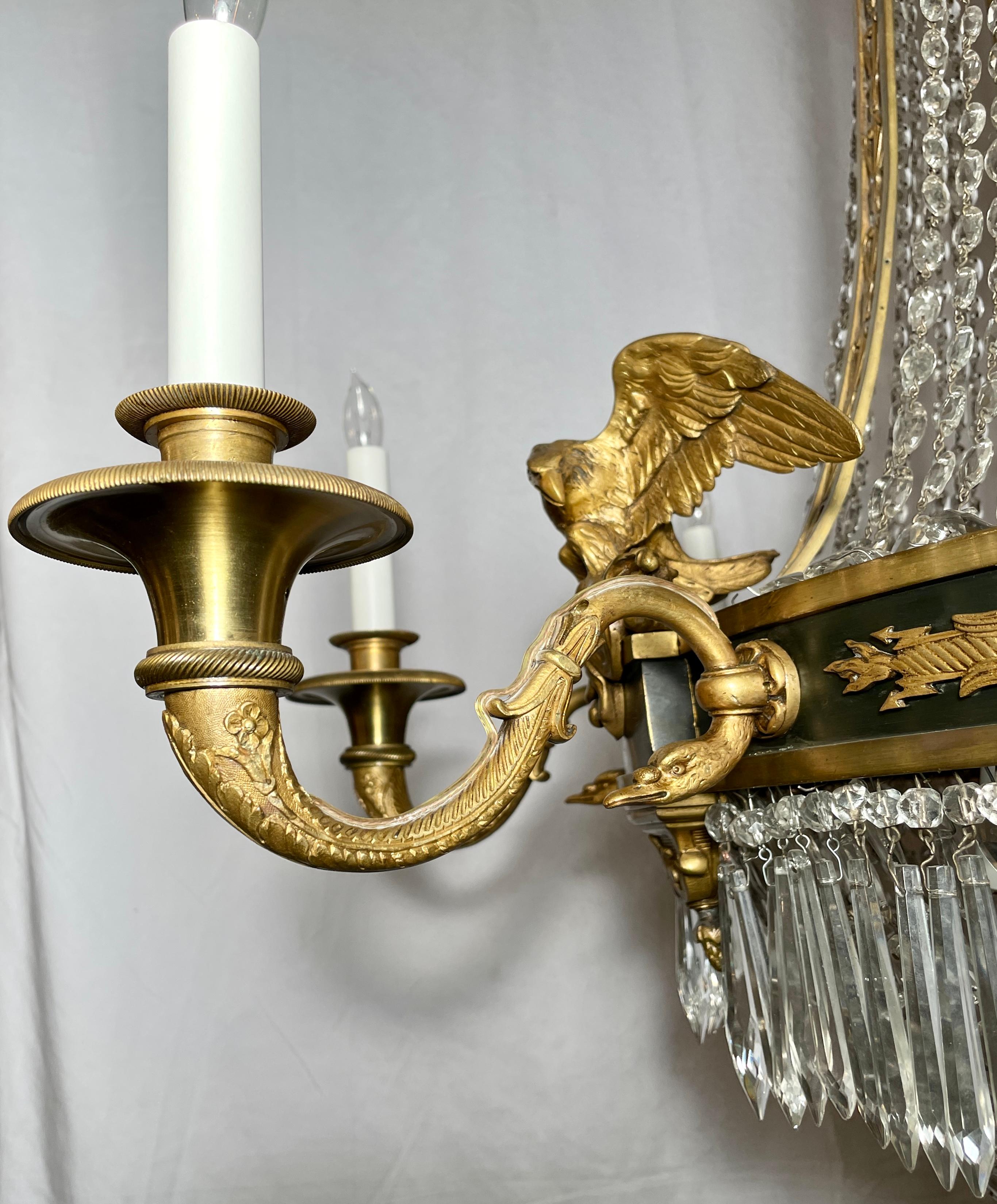 Antique French Empire Cut Crystal and Gold Bronze Chandelier, circa 1890 1