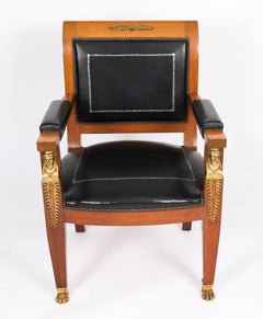 Antique French Empire "fauteuil du bureau" Desk Chair 19th Century