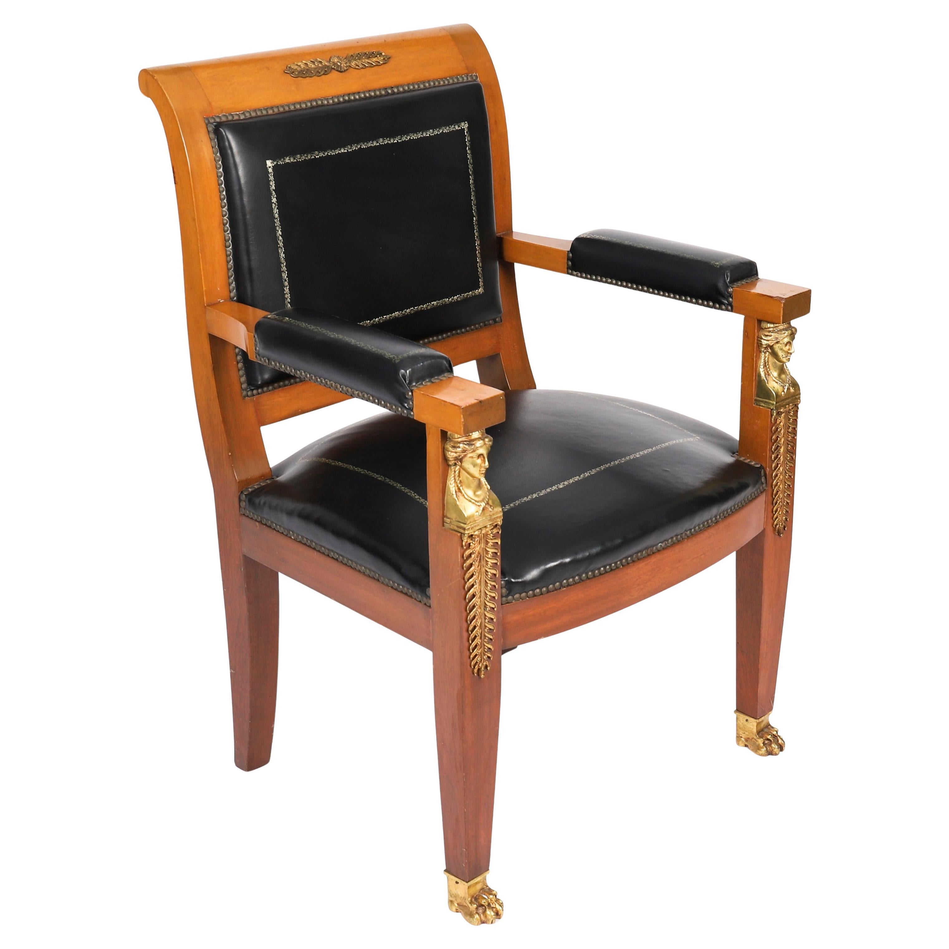 Antique French Empire "fauteuil du bureau" Desk Chair 19th Century