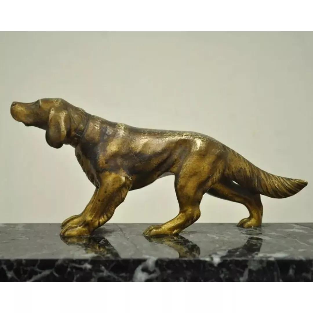 Antique French Empire Figural Bronze & Marble Hunting Dog Desk Double Inkwell For Sale 1