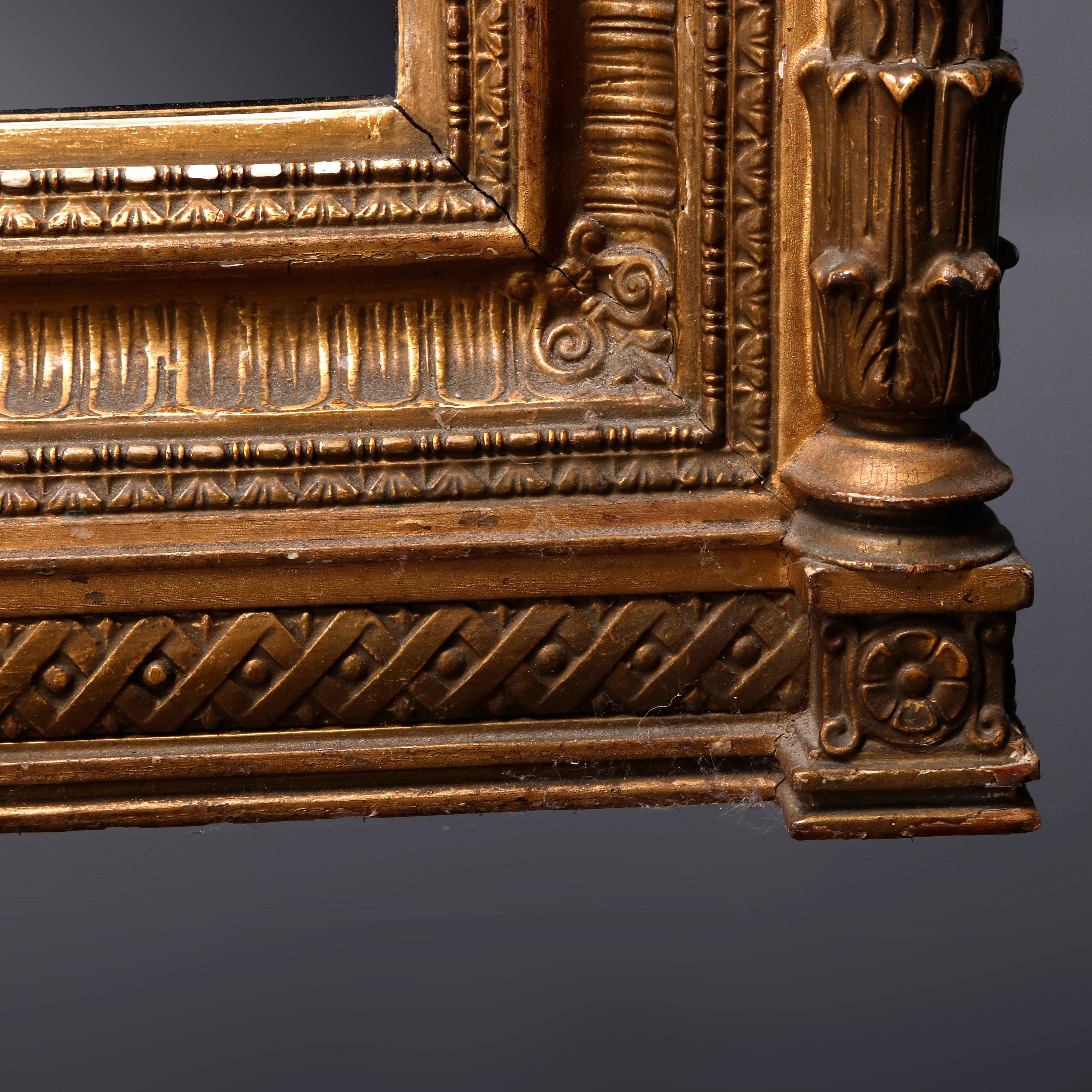 20th Century Antique French Empire Figural Giltwood Over Mantle Mirror with Mask