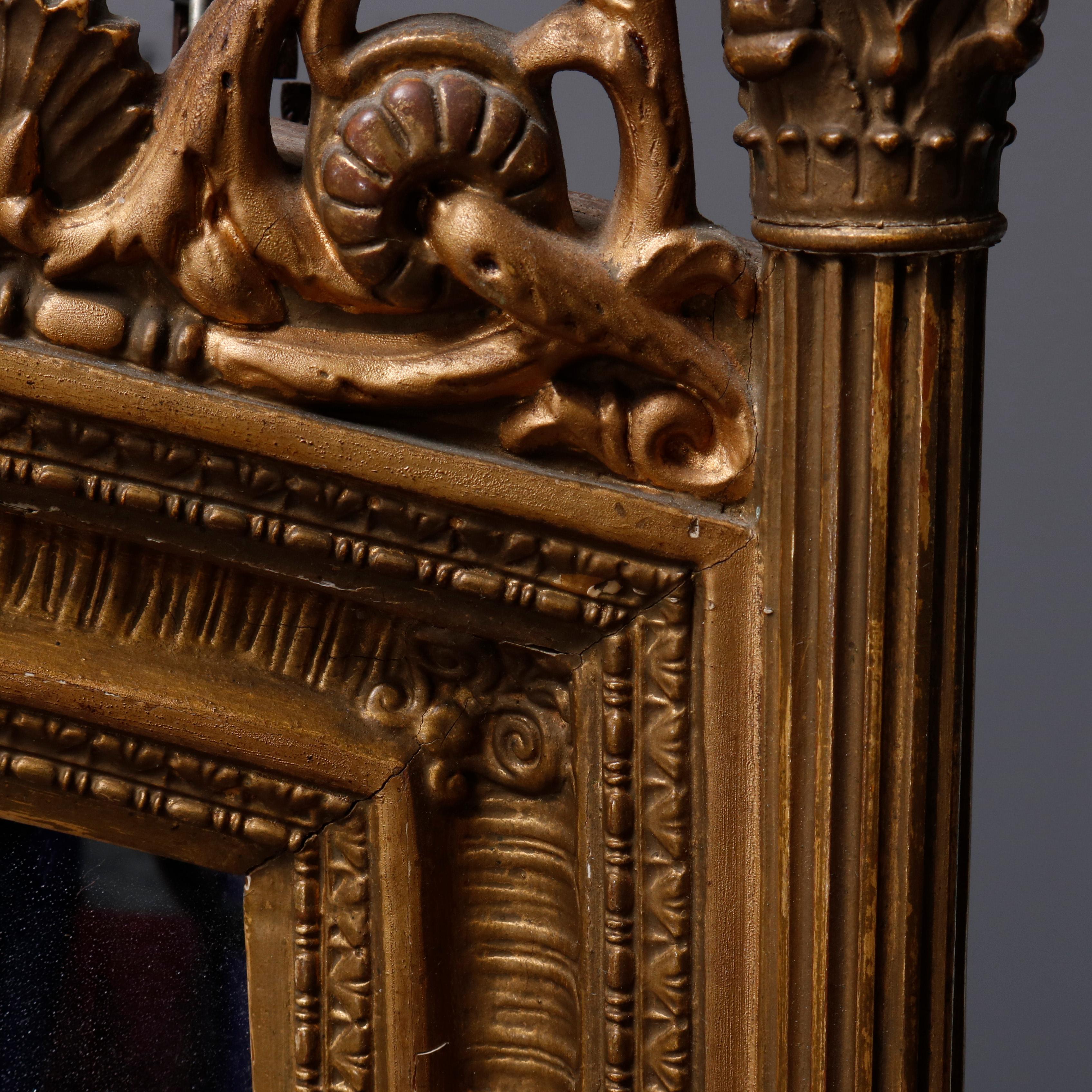 Antique French Empire Figural Giltwood Over Mantle Mirror with Mask 2