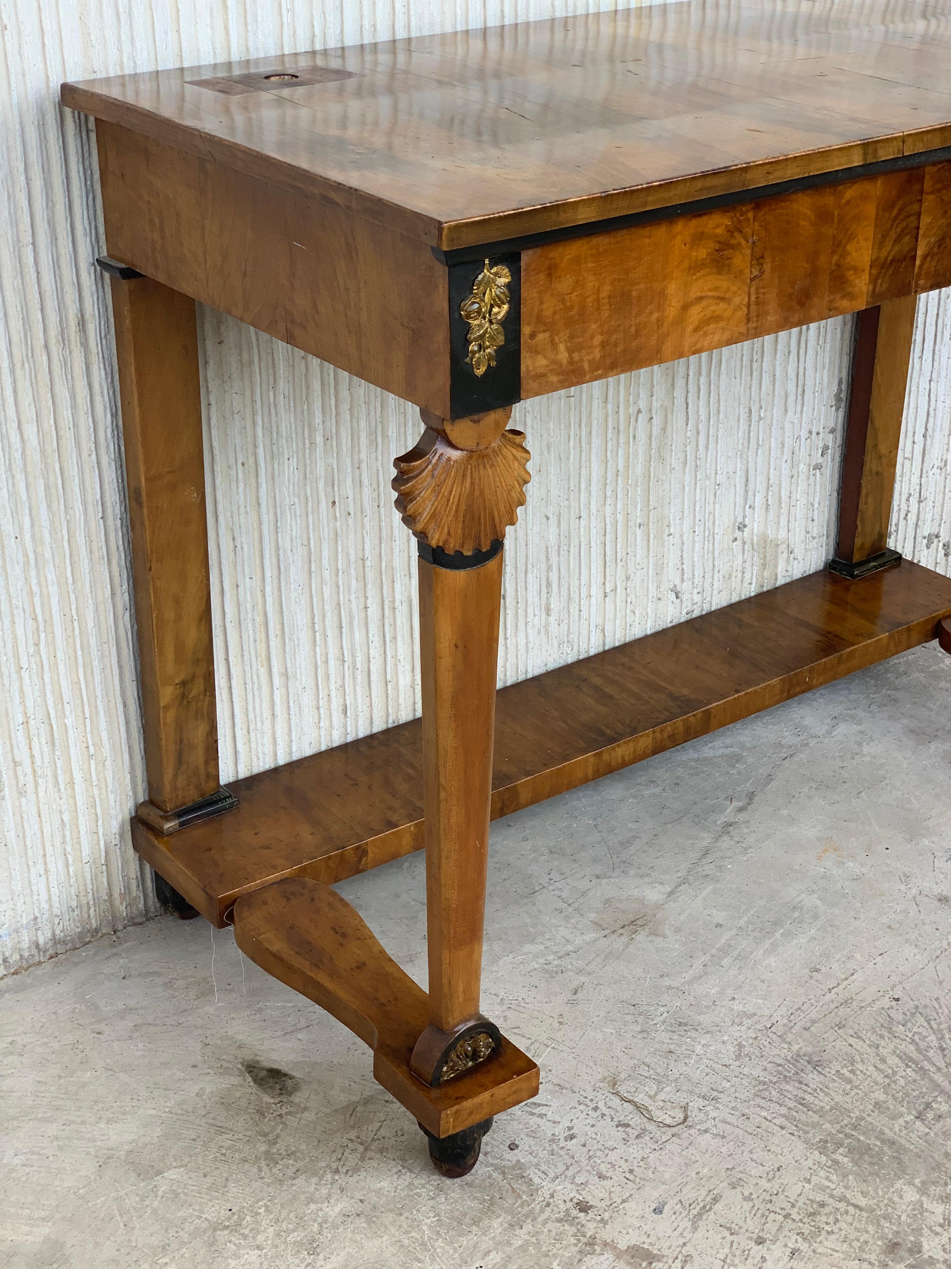 Antique French Empire Fruitwood Console Table with drawer, Early 19th Century In Good Condition In Miami, FL