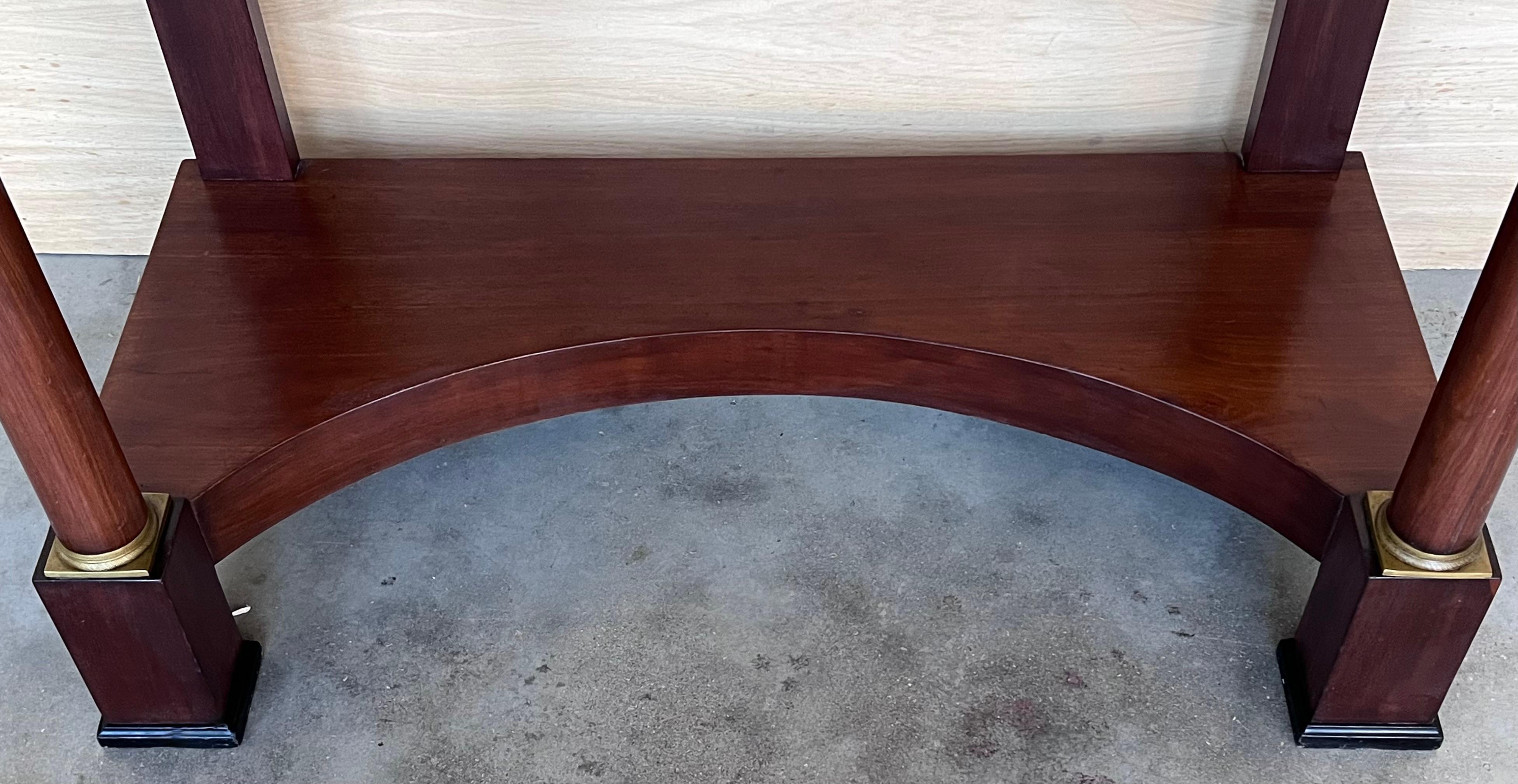 Ancienne table console Empire française en bois fruitier avec tiroir, début du 20ème siècle en vente 4