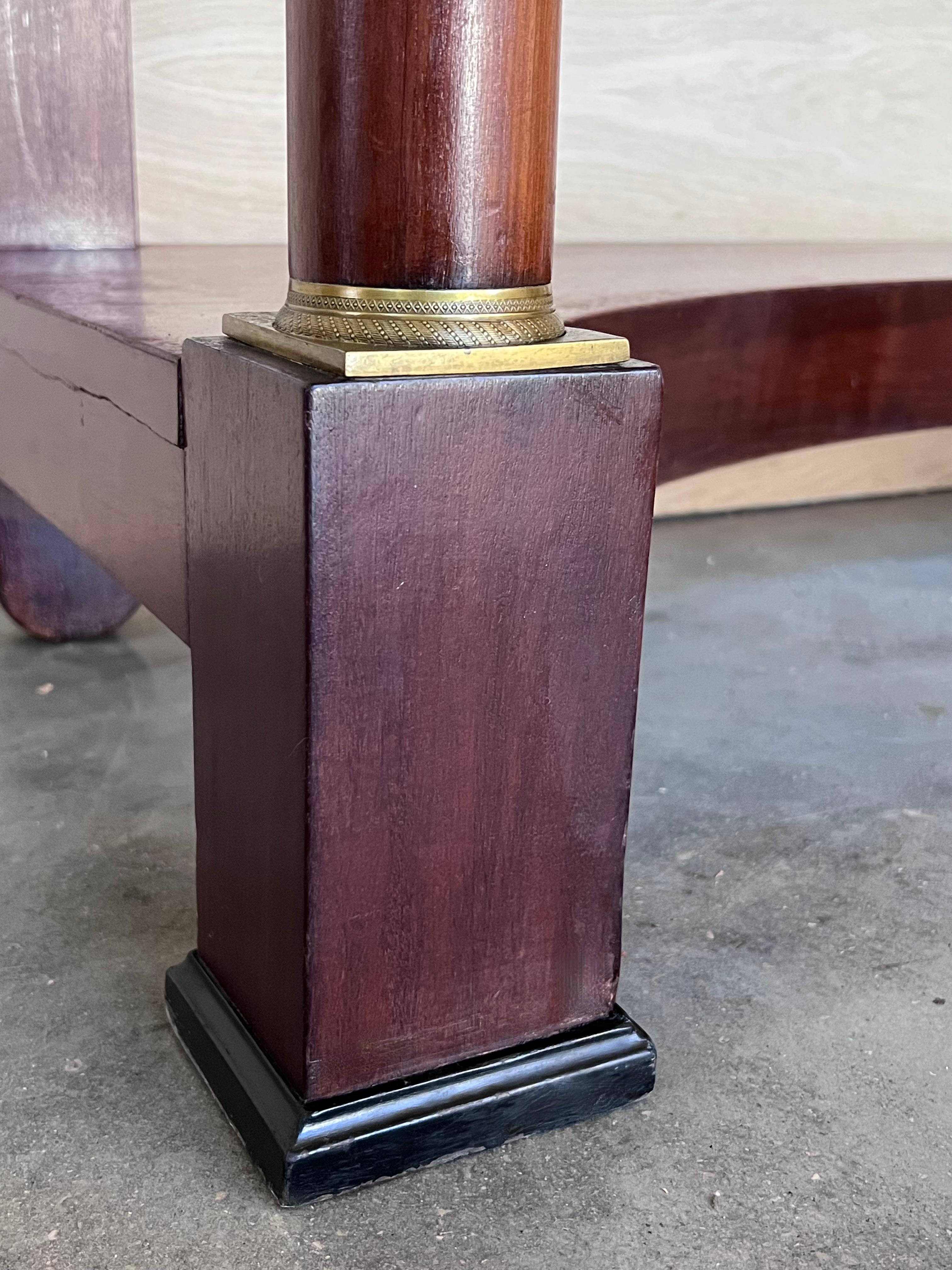 Ancienne table console Empire française en bois fruitier avec tiroir, début du 20ème siècle en vente 5