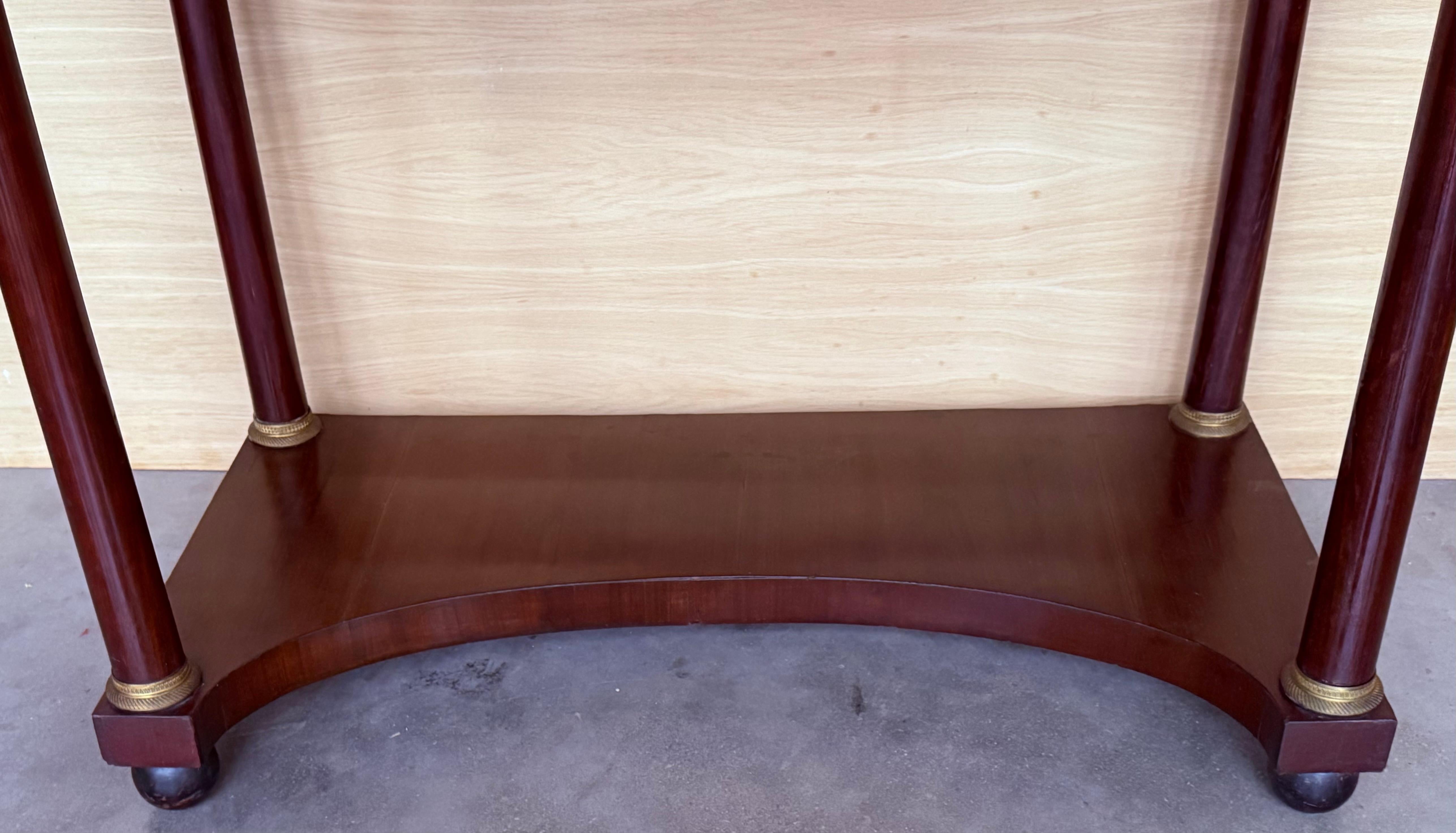 Ancienne table console Empire française en bois fruitier avec tiroir, début du 20ème siècle en vente 6