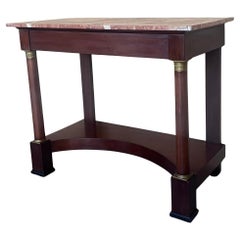 Antique French Empire Fruitwood Console Table with drawer, Early 20th Century