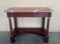 Antique French Empire Fruitwood Console Table with drawer, Early 20th Century