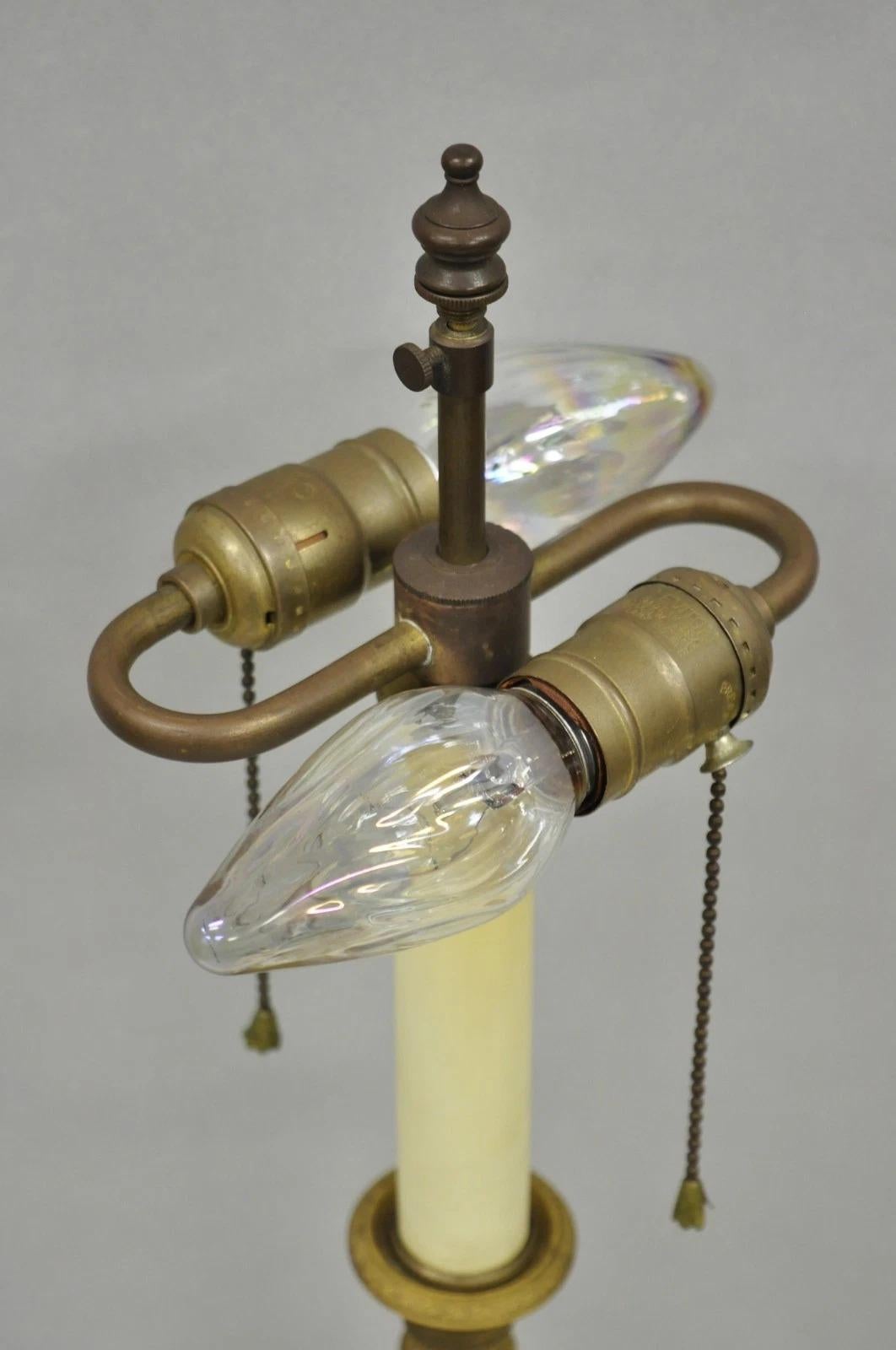 Antique French Empire vergoldete Bronze Kristallsäule kleiner Kerzenständer Tischlampe im Angebot 3