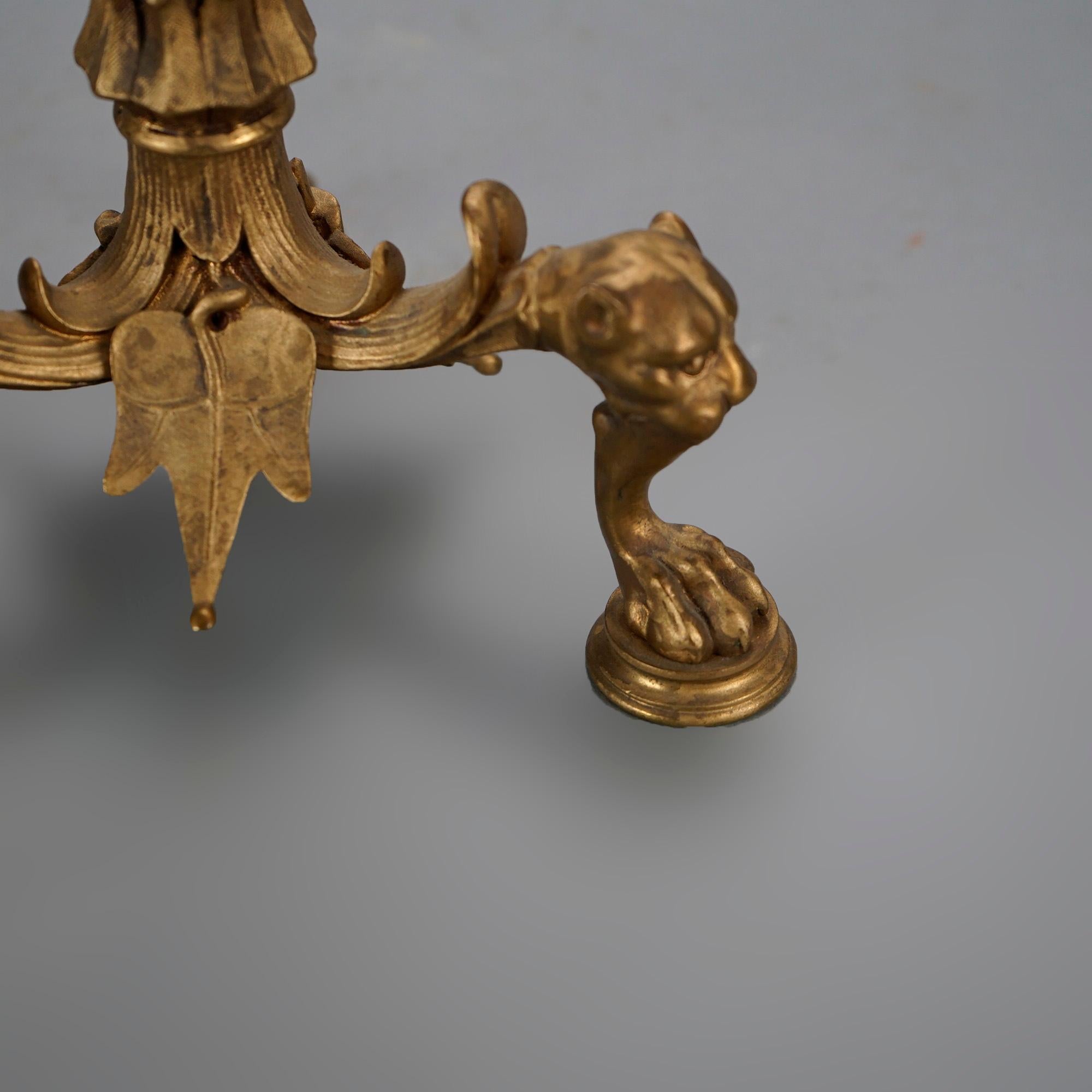 Antique French Empire Gilt Bronze Figural Candlesticks 19th C 6