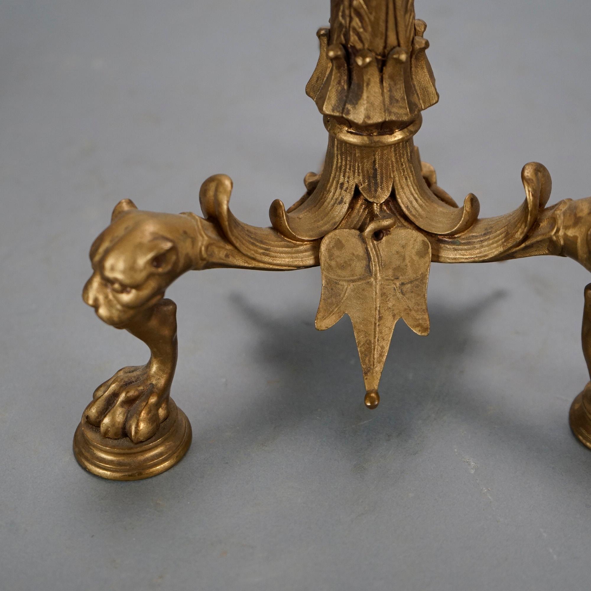 Antique French Empire Gilt Bronze Figural Candlesticks 19th C 7