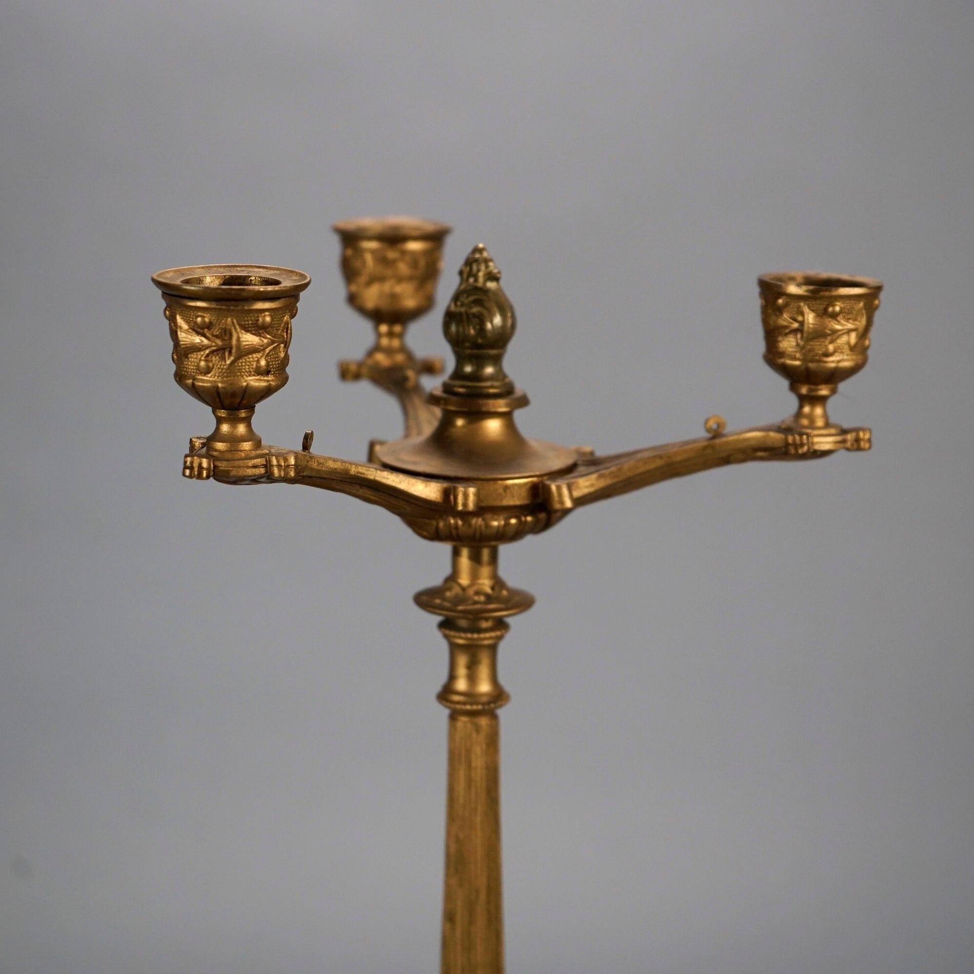 19th Century Antique French Empire Gilt Bronze Figural Candlesticks 19th C