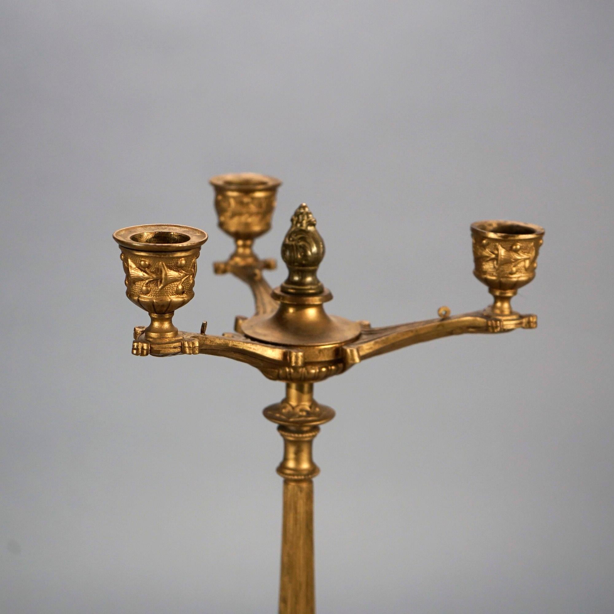 Antique French Empire Gilt Bronze Figural Candlesticks 19th C 1